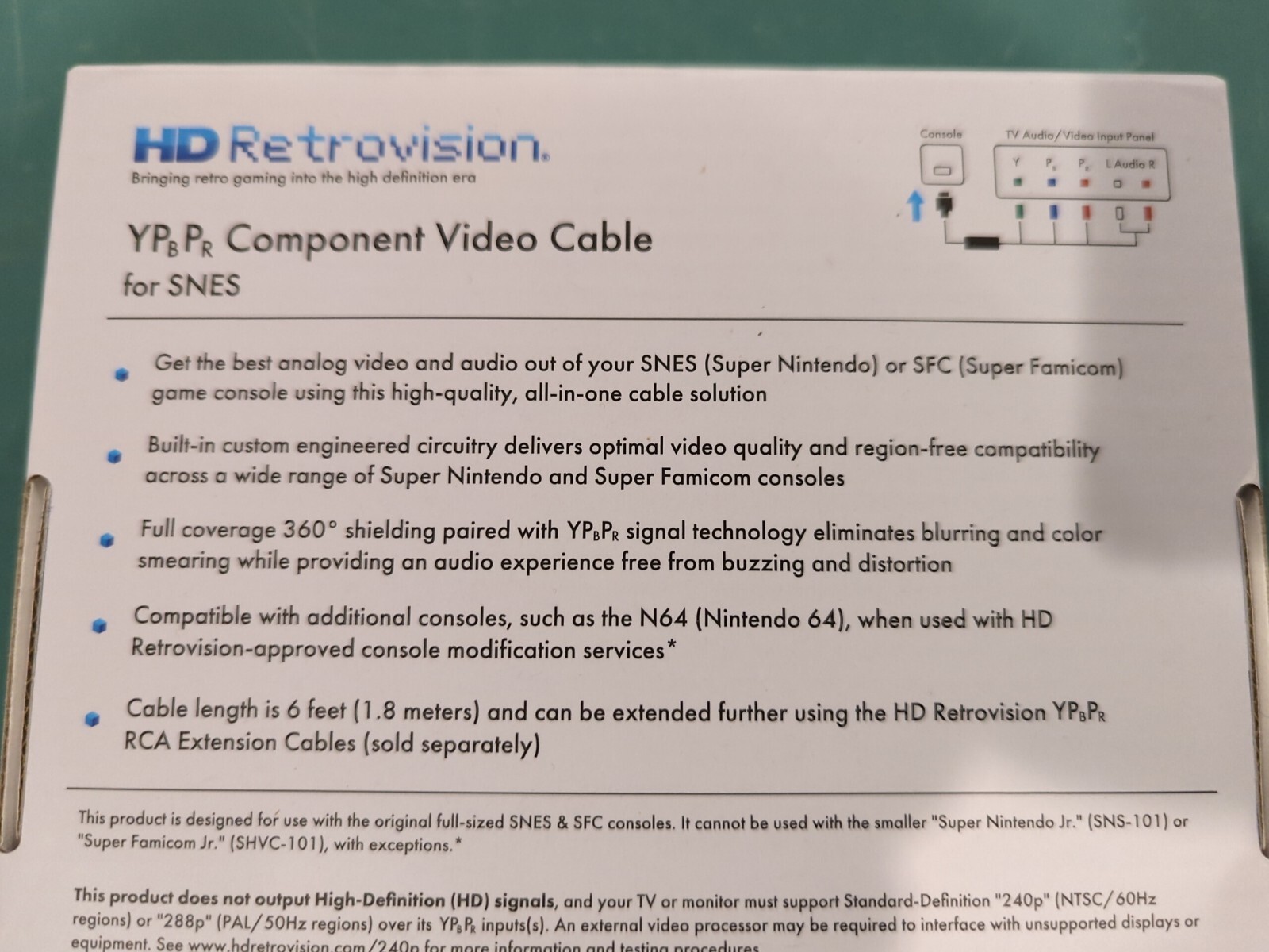HD Retrovision SNES YPbPr/Component Cable, Super Nintendo, Factory Sealed, New