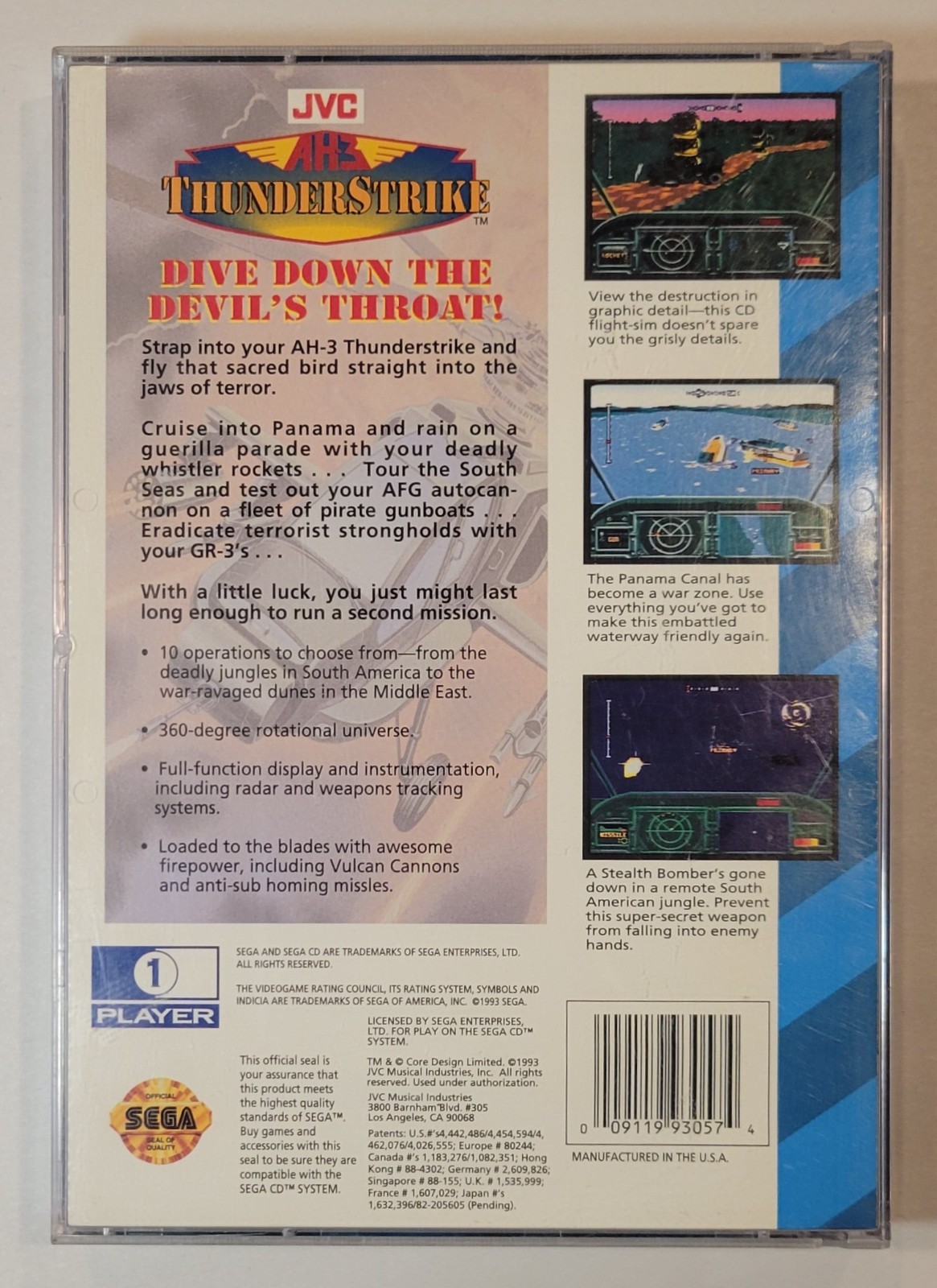 1993 AH-3 Thunderstrike Sega CD Video Game Complete w/ Box & Manual CIB Tested
