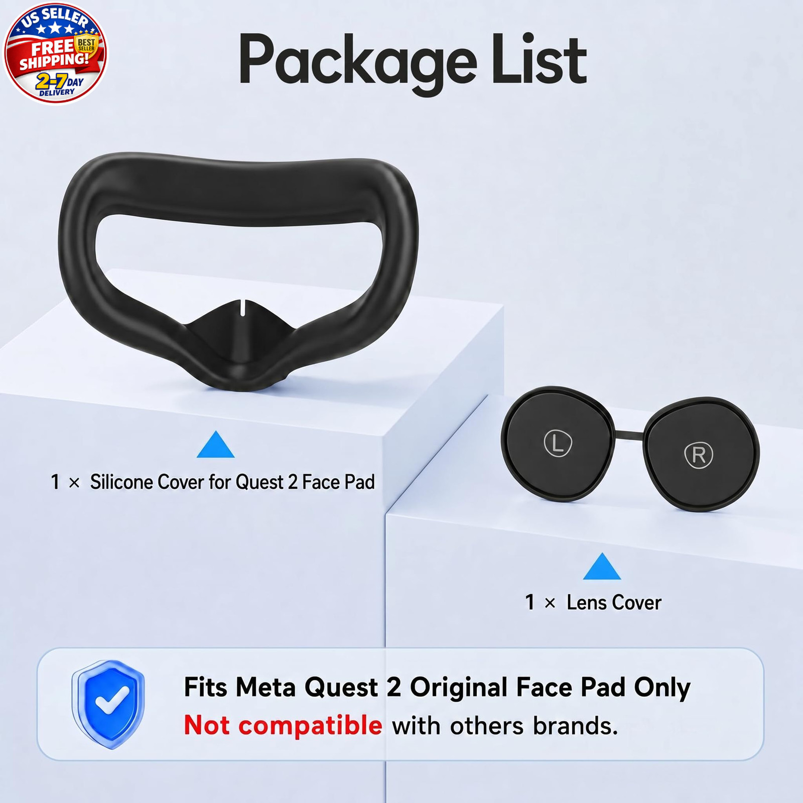 Silicone Face Pad for Meta Quest 2, Washable VR Cover with Lens Protector – Ocul