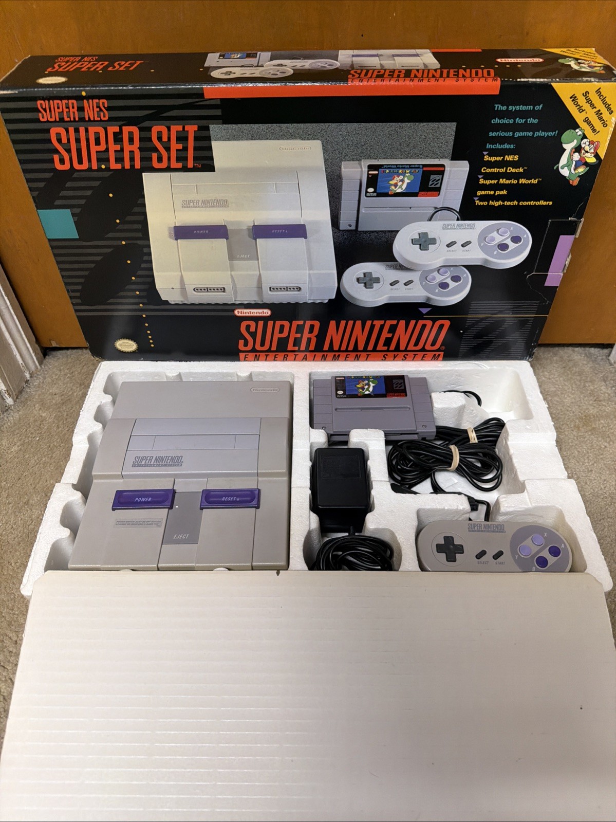 Super Nintendo Super Set Console Box Controllers Game. •READ DESCRIPTION!• SNES