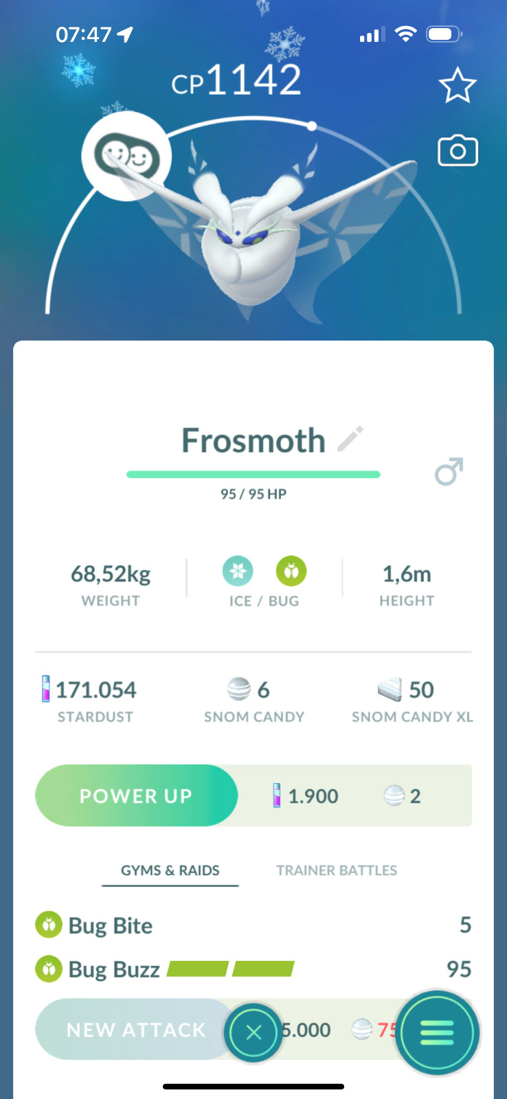 Pokémon Go | Frosmoth (Snom Evolution) | Tr-de 20K Stardust