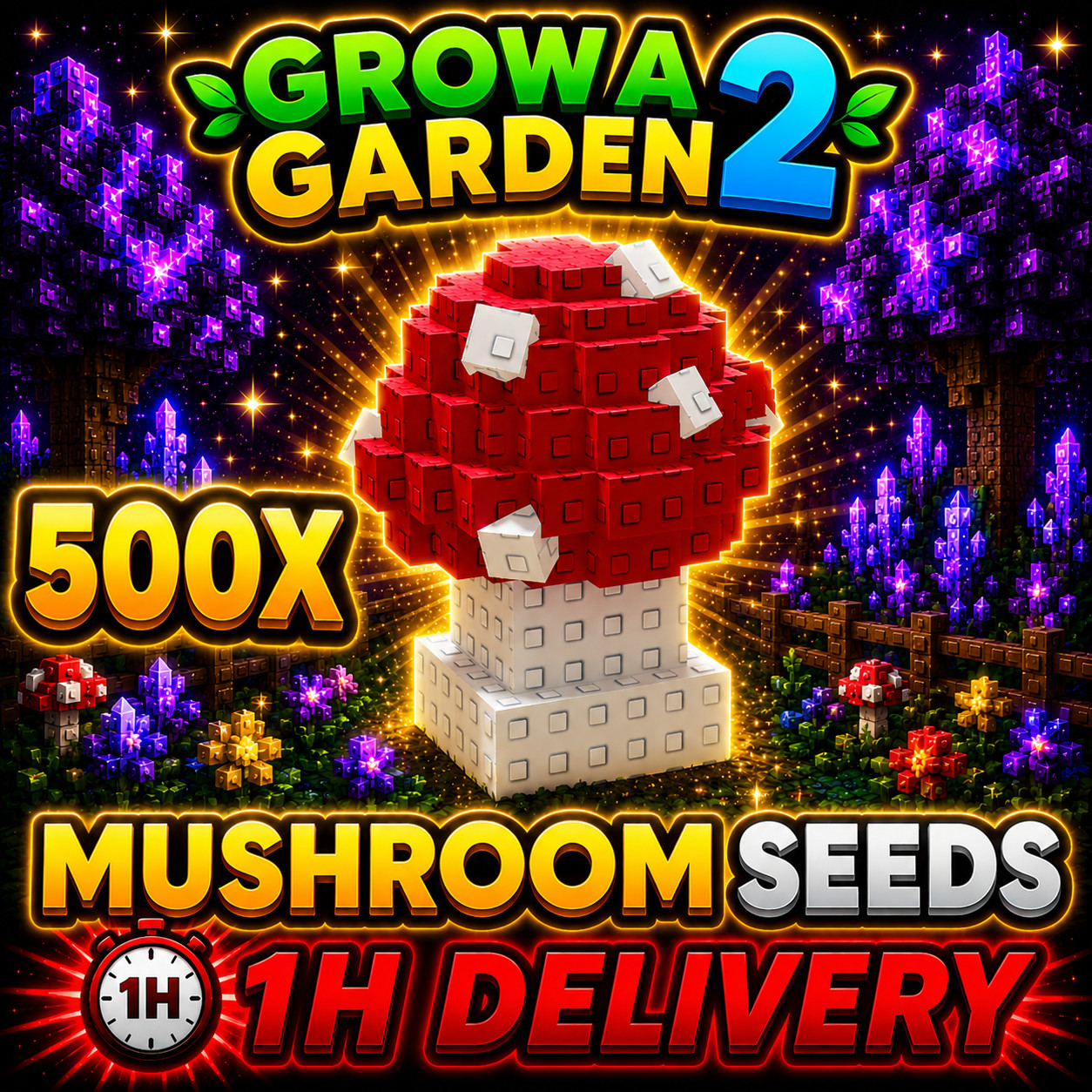 🪴Grow a Garden 2🪴 | 🍄 500x MUSHROOM SEEDS🍄 | 🔴1 HOUR DELIVERY🔴