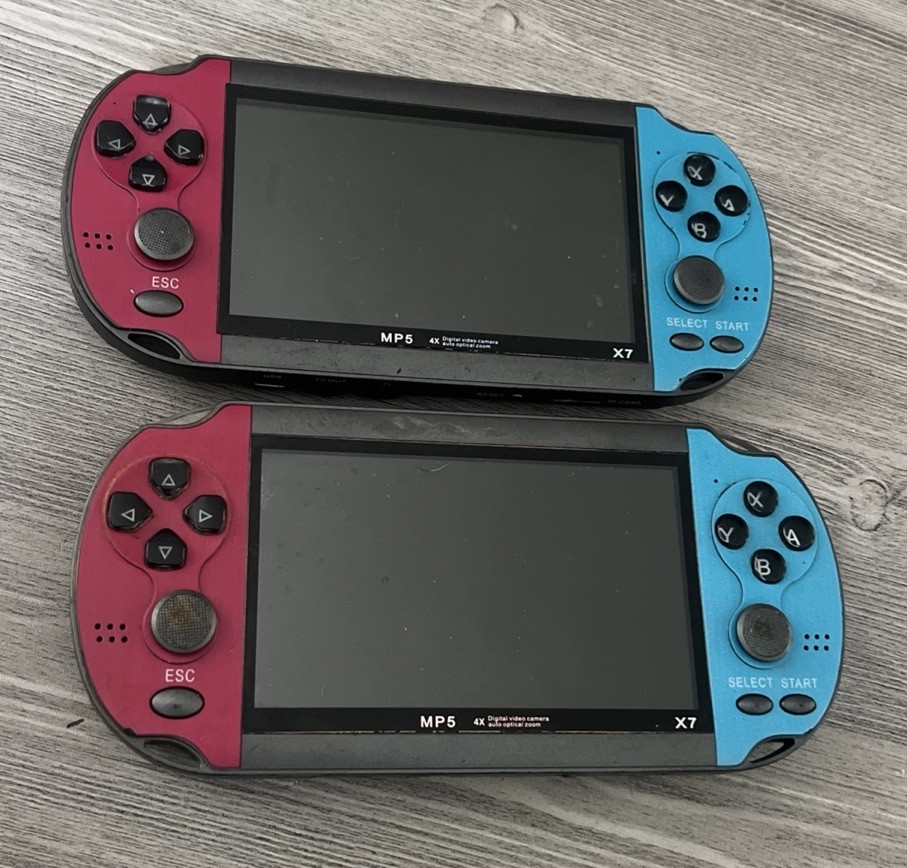 Lot Of 2 – X7 Handheld Video Game Console System Red Blue Gray – FREE SHIP!