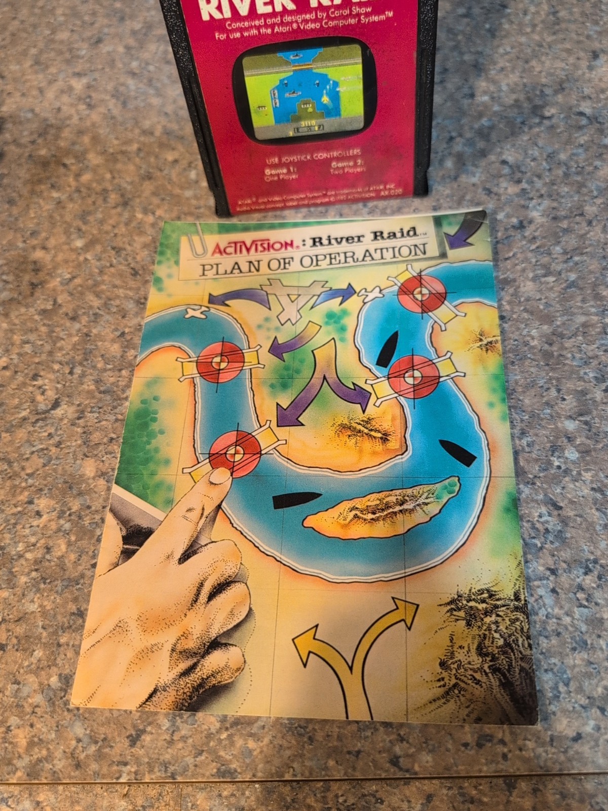 Atari 2600 7800+ River Raid With Manual Tested Combine Ship