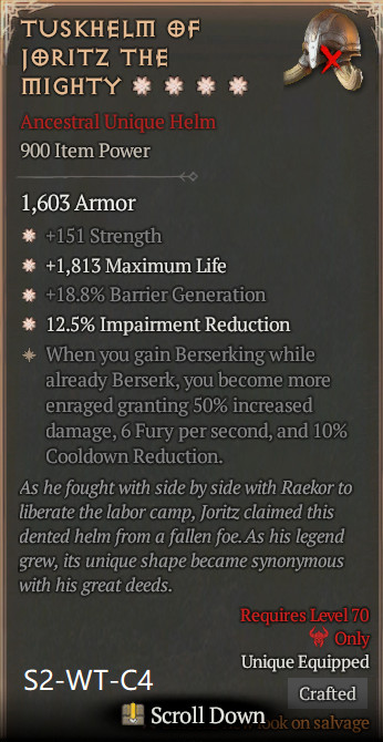 🔥 Diablo 4 Season 14 🔥 Tuskhelm of Joritz the Mighty 1GA/ 4GA