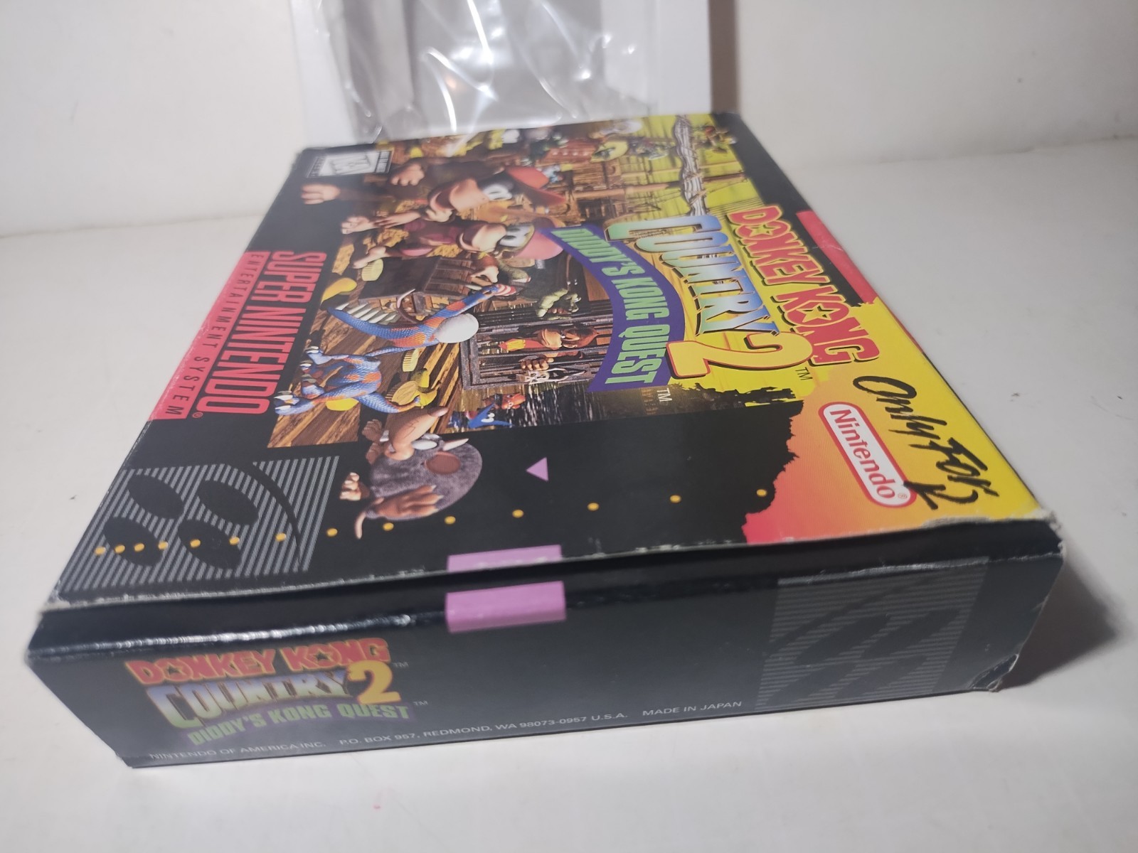 Empty Donkey Kong Country 2 Super Nintendo SNES Game Box, Tray & Bag