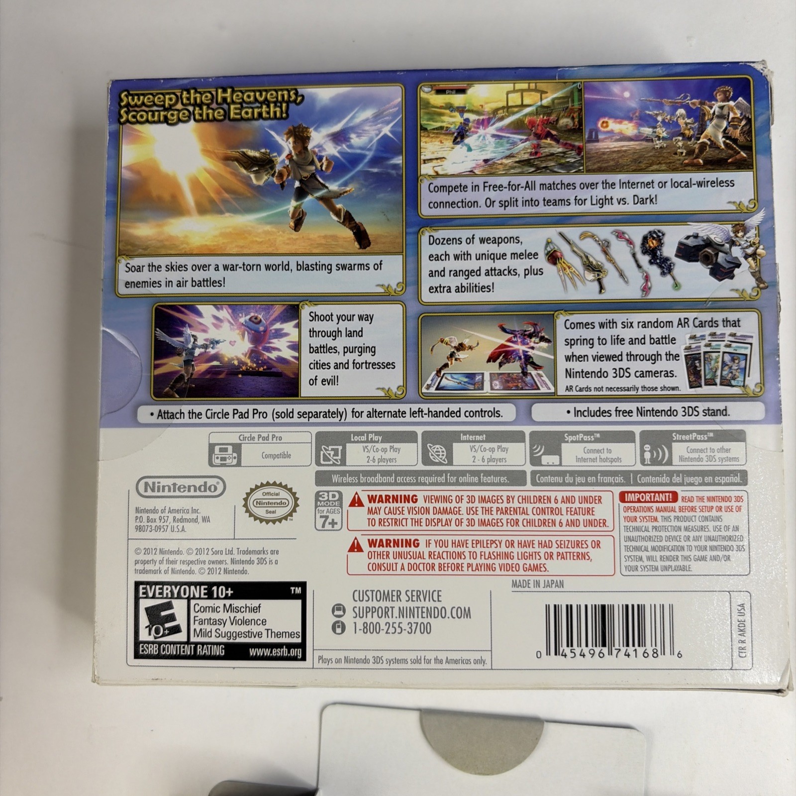Kid Icarus: Uprising (Nintendo 3DS, 2012) Big Box -CIB Complete Stand