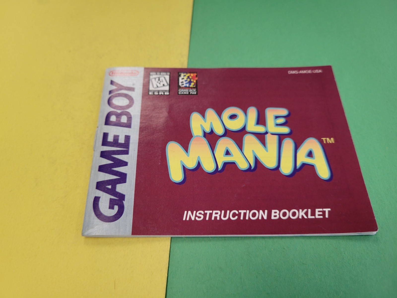 Mole Mania Manual Game Boy Original Nintendo GB No Game Box