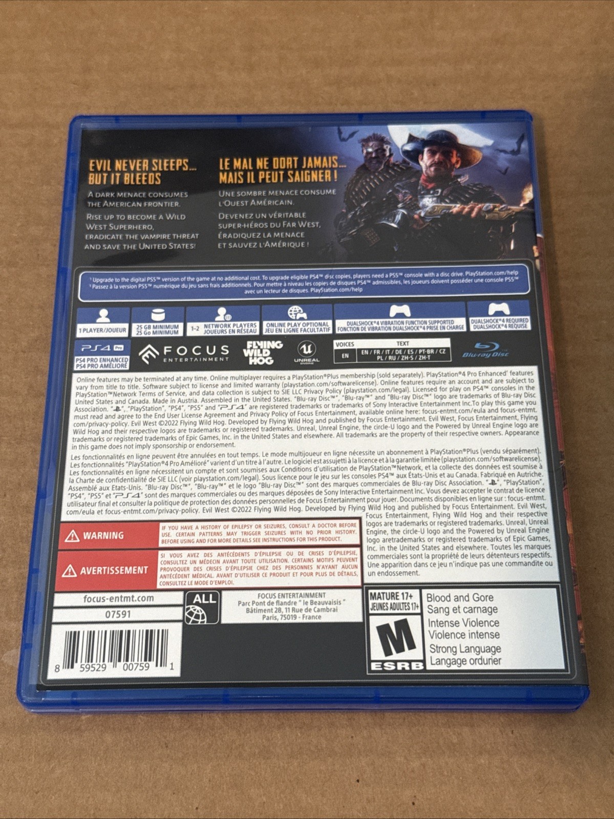 Evil West (Sony PlayStation 4, 2022) PS4 Horror Action Game