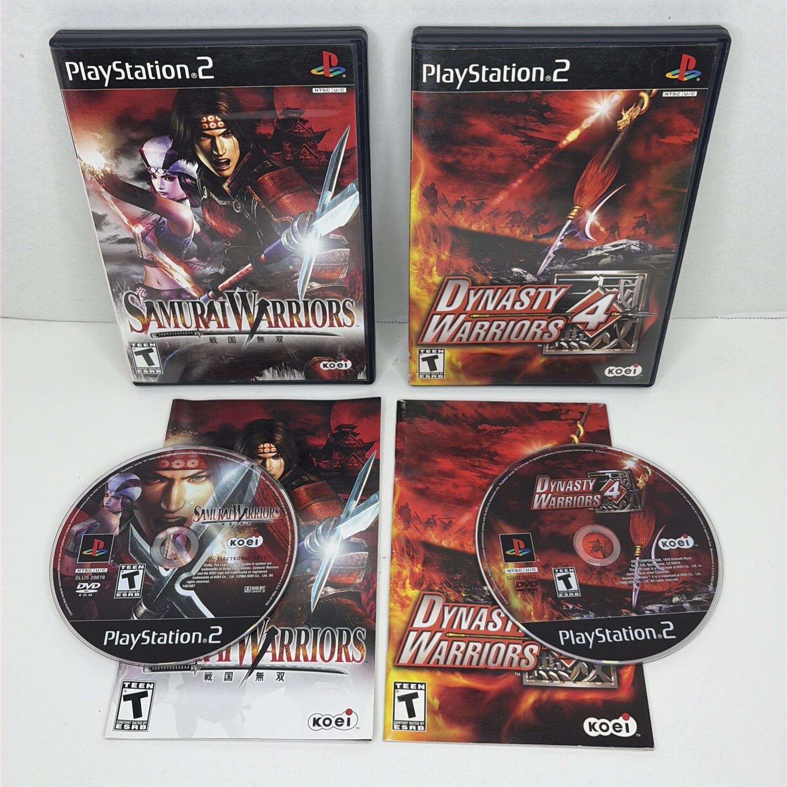 Dynasty Warriors 4 + Samurai Warriors PS2 Lot PlayStation 2 Complete CIB TESTED