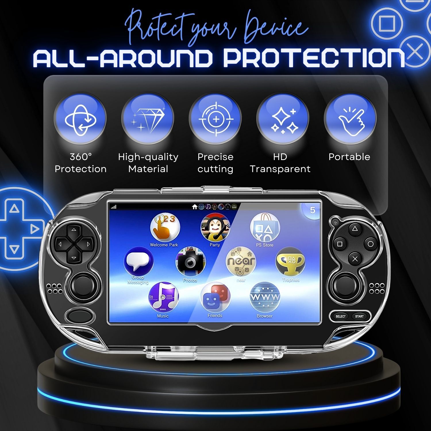 Clear Hard Case for PS Vita 1000 – Protective Transparent Hard Case for PSV 1000