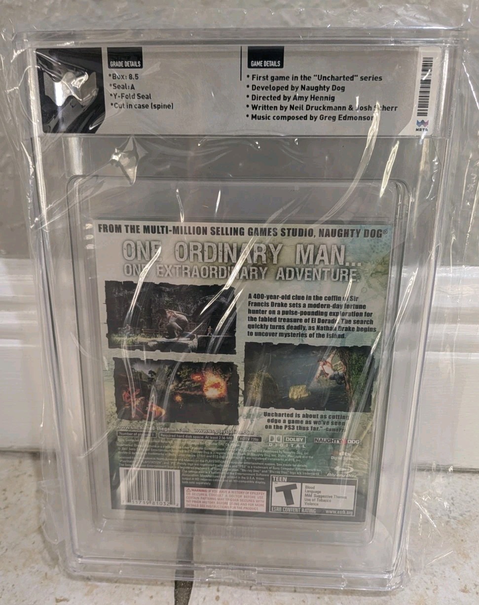 Uncharted Drake’s Fortune PS3 First Print Black Label WATA 8.5 A New Sealed