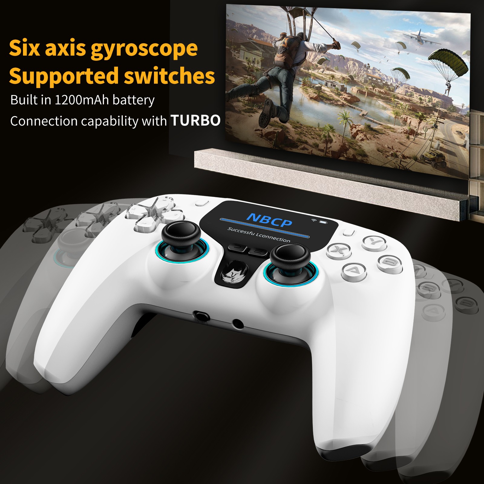 Wireless Gaming Controller with Interactive Screen for PC/P3/Switch/Android
