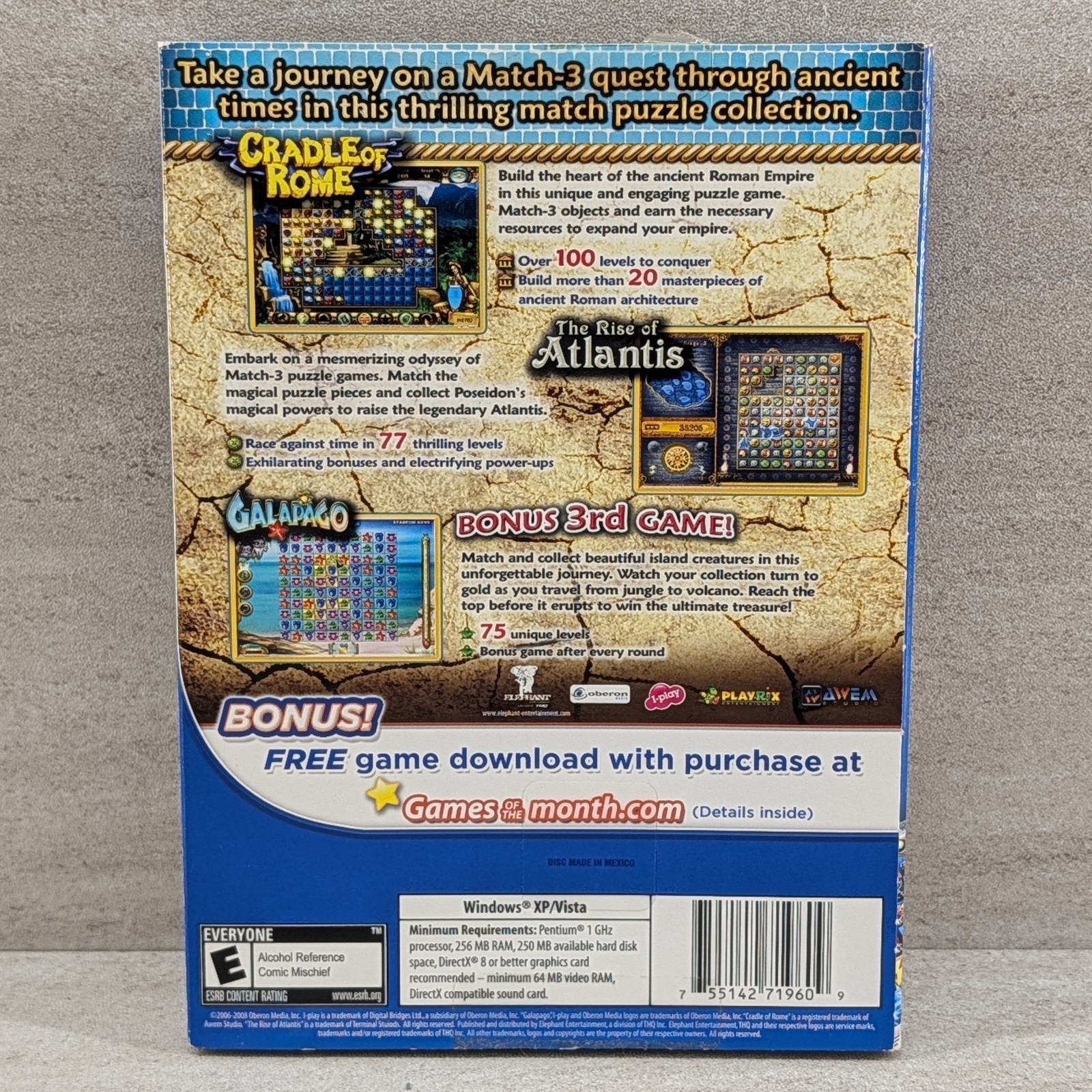 6 x PC Puzzle Games Bejeweled 2 Luxor 5th Passage Cubis 2 Match 3 Adventure Bund