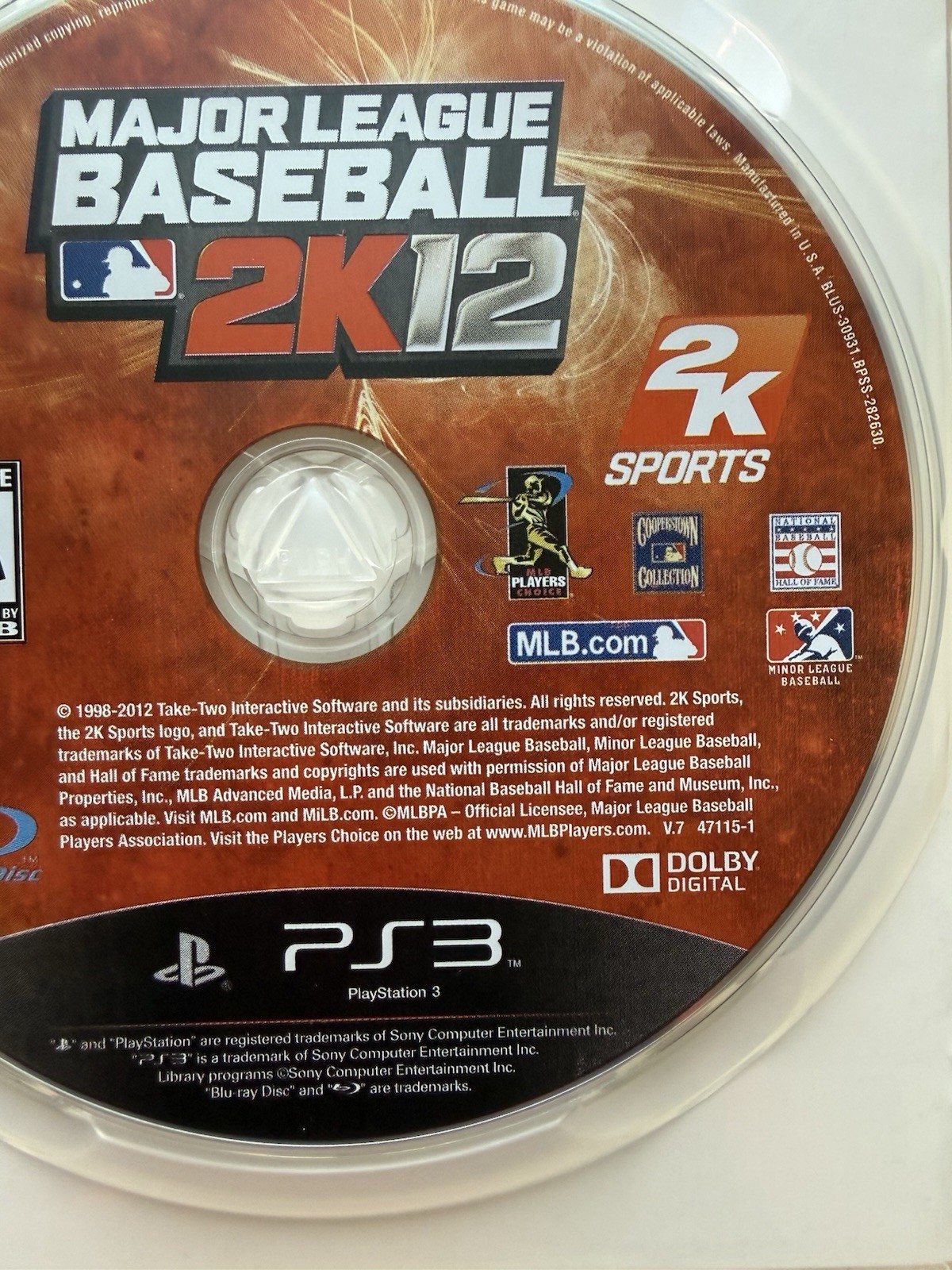 Major League Baseball 2K12 (Sony PlayStation 3, 2012) Video Game, CIB