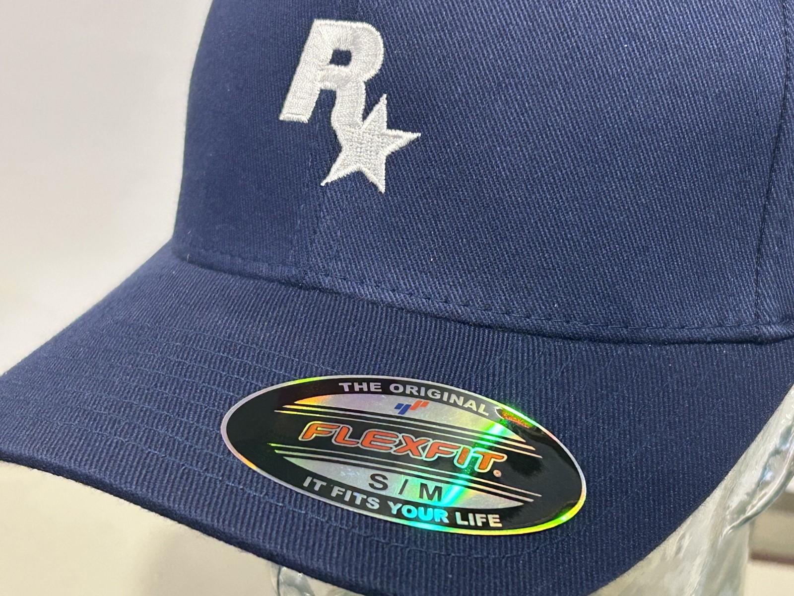 Rockstar Games GTA Video Hat Fitted S/M FLEXFIT AUTHENTIC Blue ~ NEW
