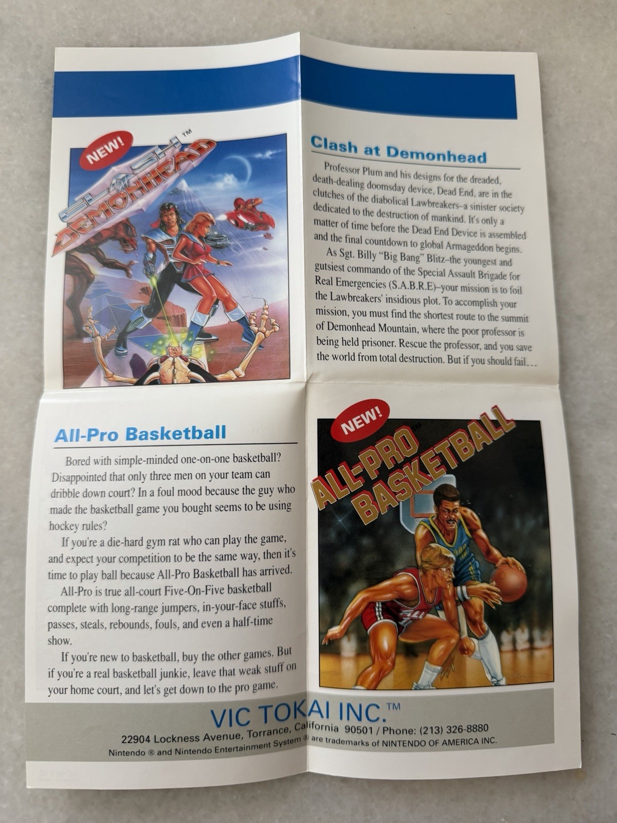 Clash At Demonhead Nintendo NES VIC-NES-US Bump’n Jump Insert Booklet