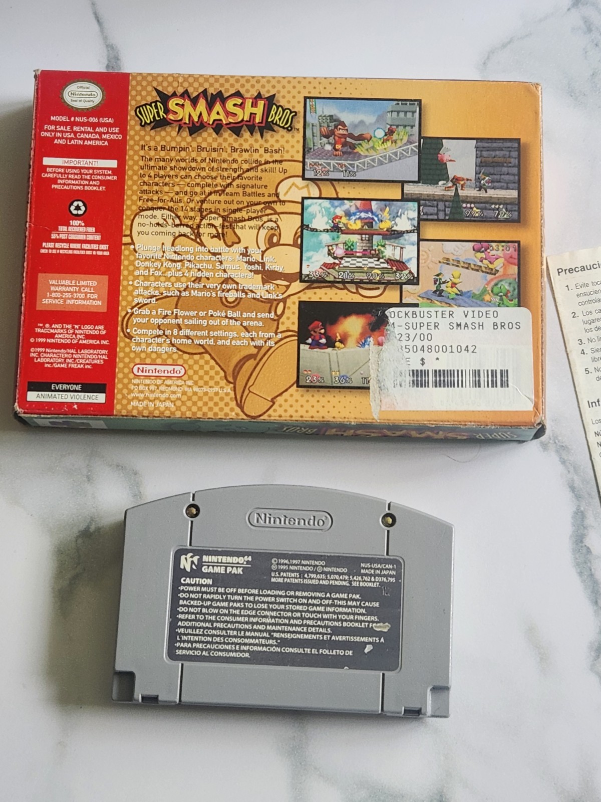 Super Smash Bros. CIB Complete. N64 Nintendo 64. Tested. Authentic. Very Good.
