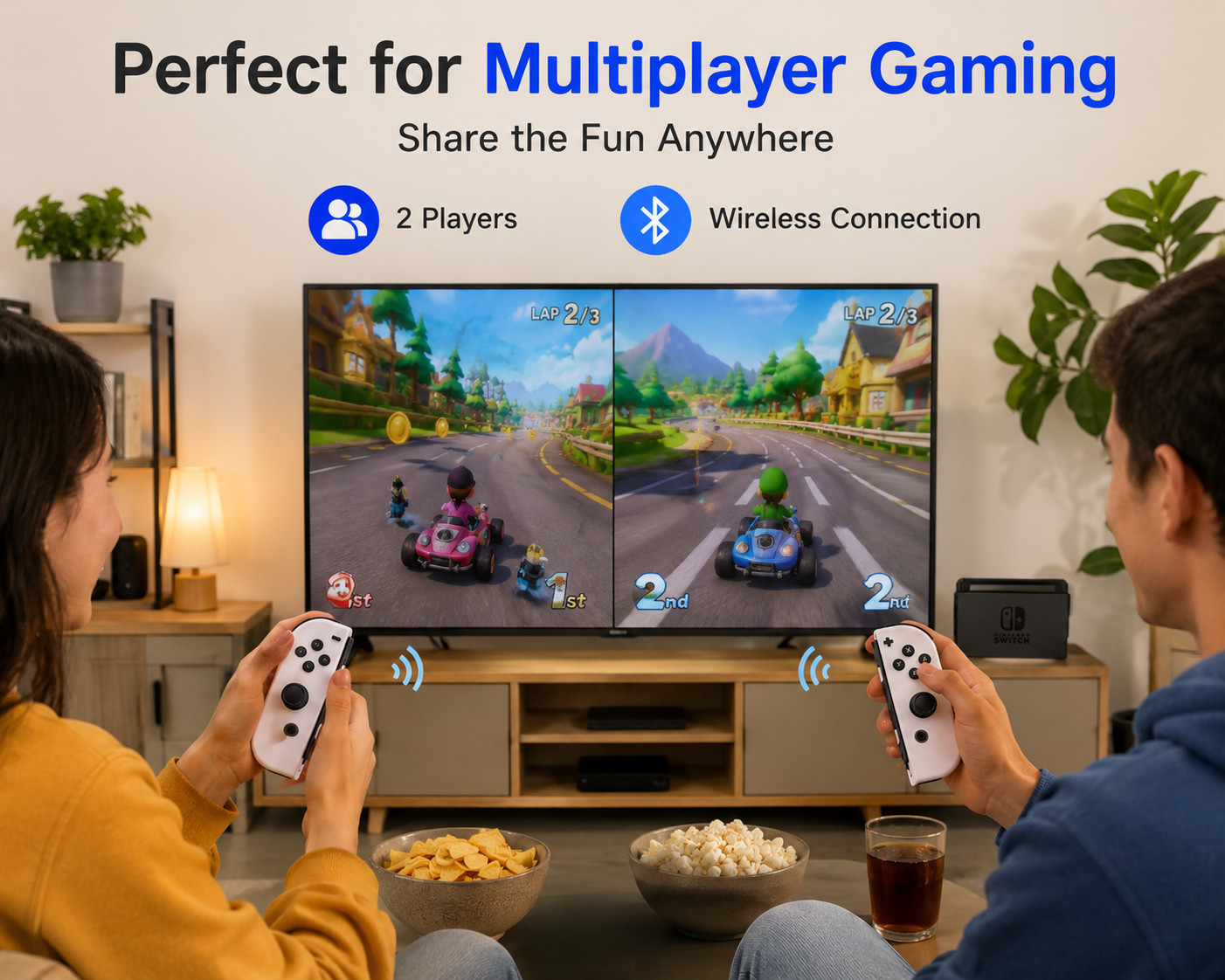 Wireless Joypad Controller Pair for Nintendo Switch L/R Motion Control White