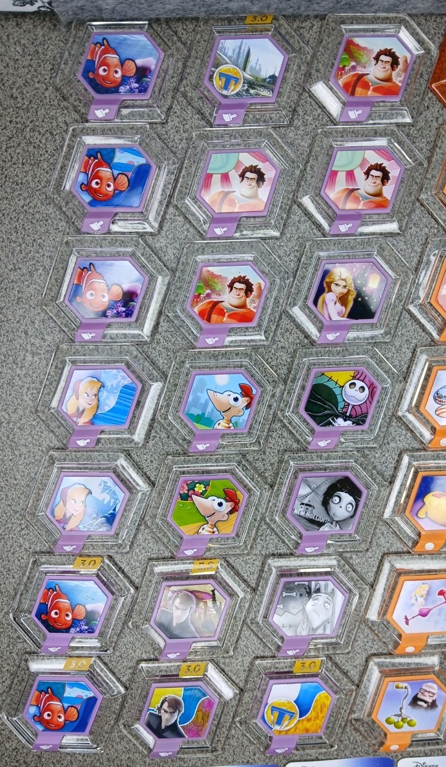 Disney Infinity Power Disc Lot 59 Mixed 1.0 2.0 3.0 + 9 Cards 7 Inserts Disney