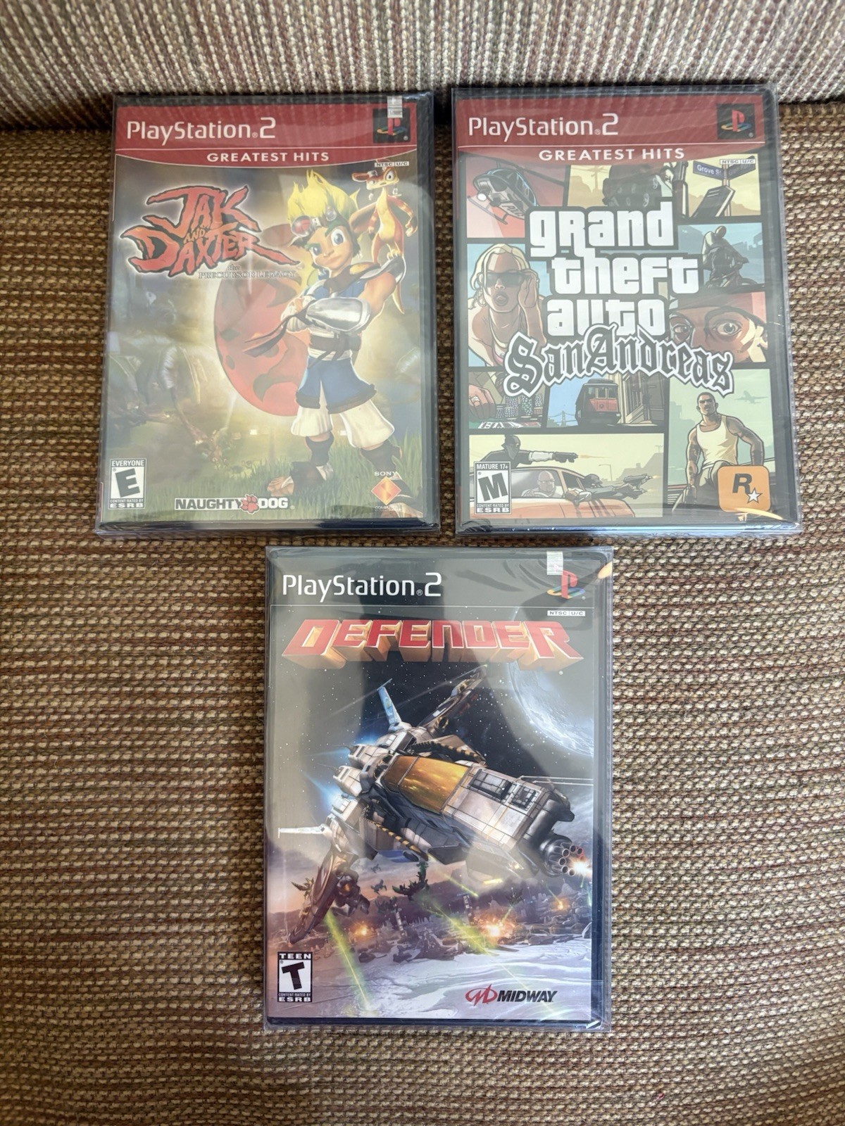 Sealed Ps2 Games (In MALKO Cases)- Jak & Daxter, San Andreas, Defender