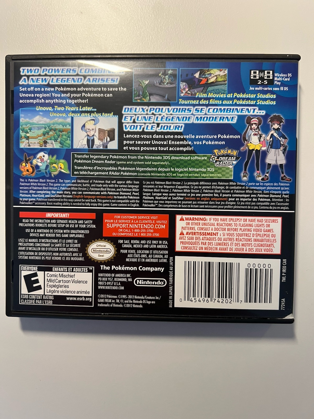 Pokemon Black 2 Version, Tested, 100% Authentic, Complete in Box (CIB)