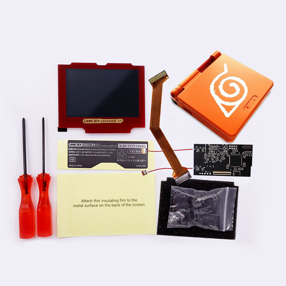 8 Colors Mode IPS Backlight LCD Mod w/Multi color Shells FOR GBA SP -Red Lens