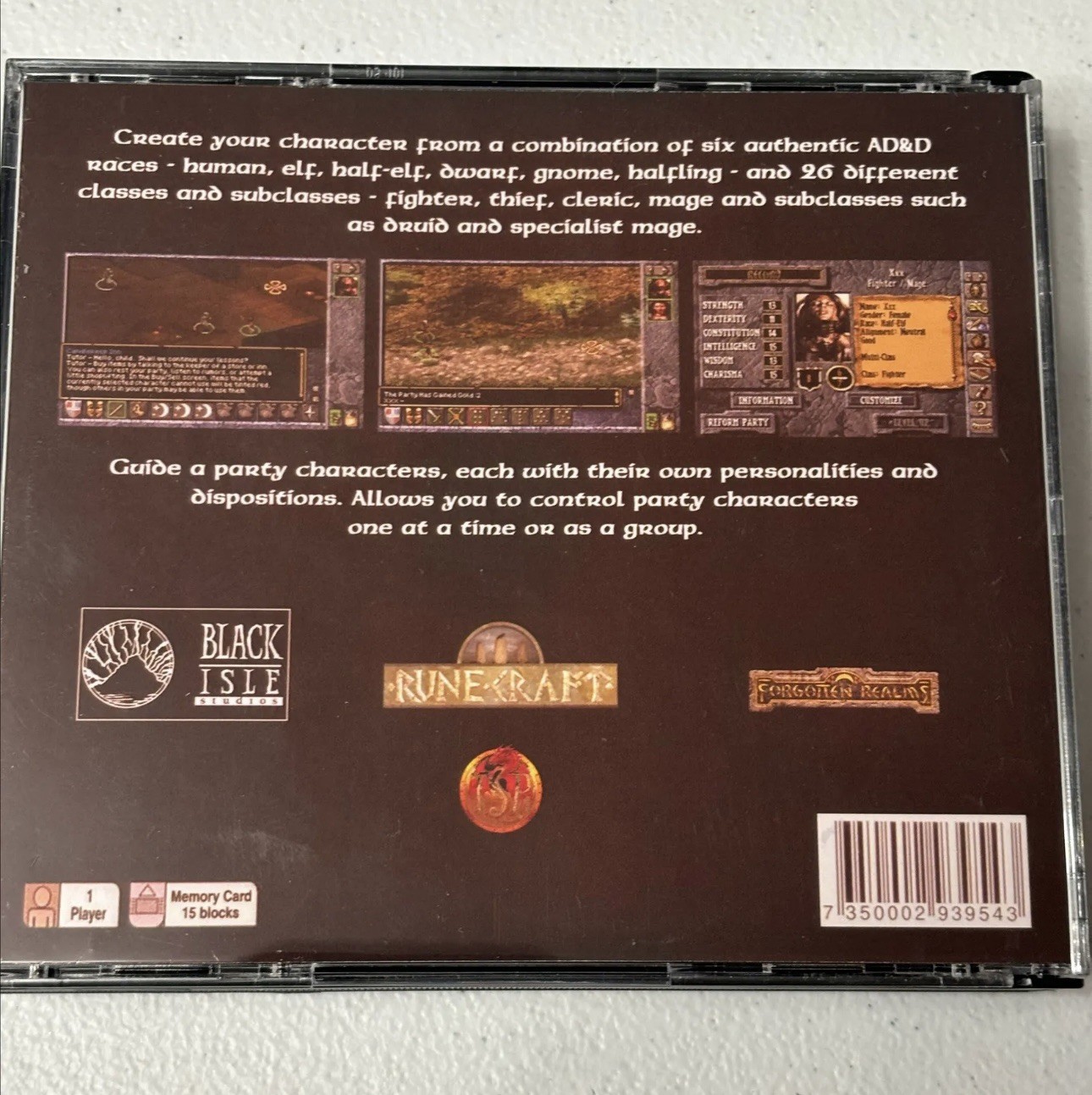 Baldur’s Gate PlayStation 1 Game W/ memory card