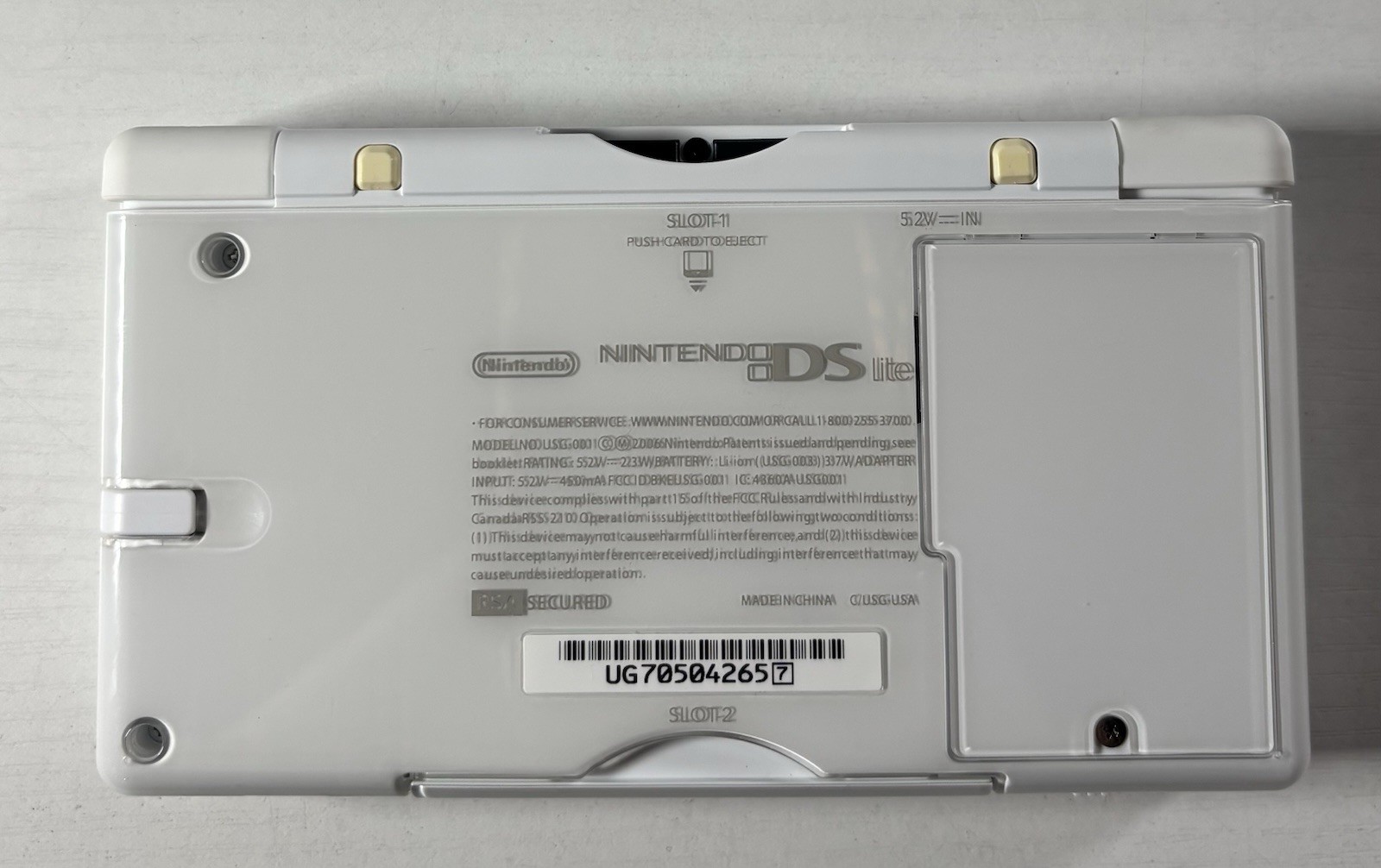 Nintendo DS Lite OEM White Handheld System LOT (USG-001) + 4 Games & Case CLEAN!