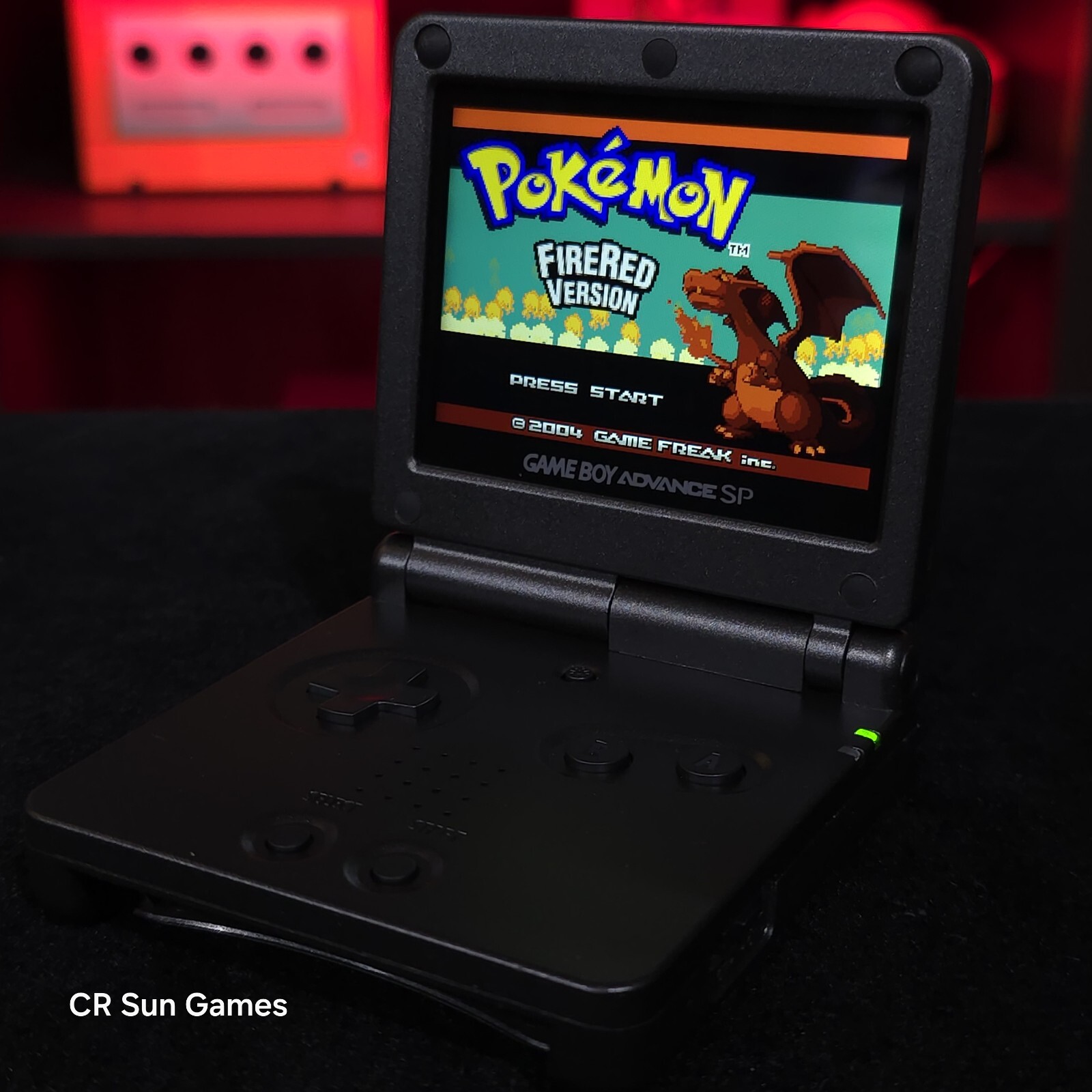 Black On Black Nintendo Game Boy Advance GBA SP IPS Screen And USB-C Mod