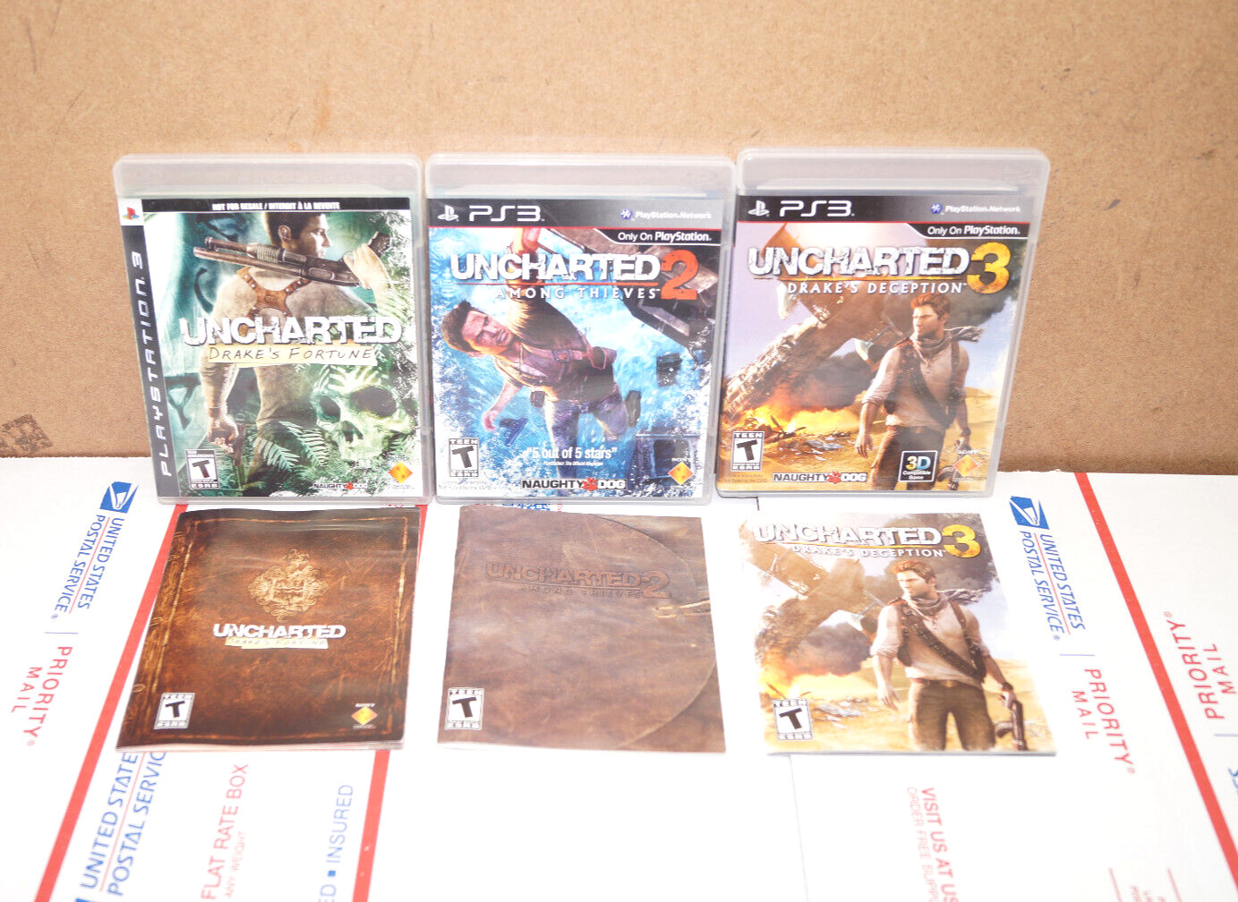 Sony PlayStation 3 PS3 Uncharted 1 2 3 Trilogy Bundle Lot Action Game Complete