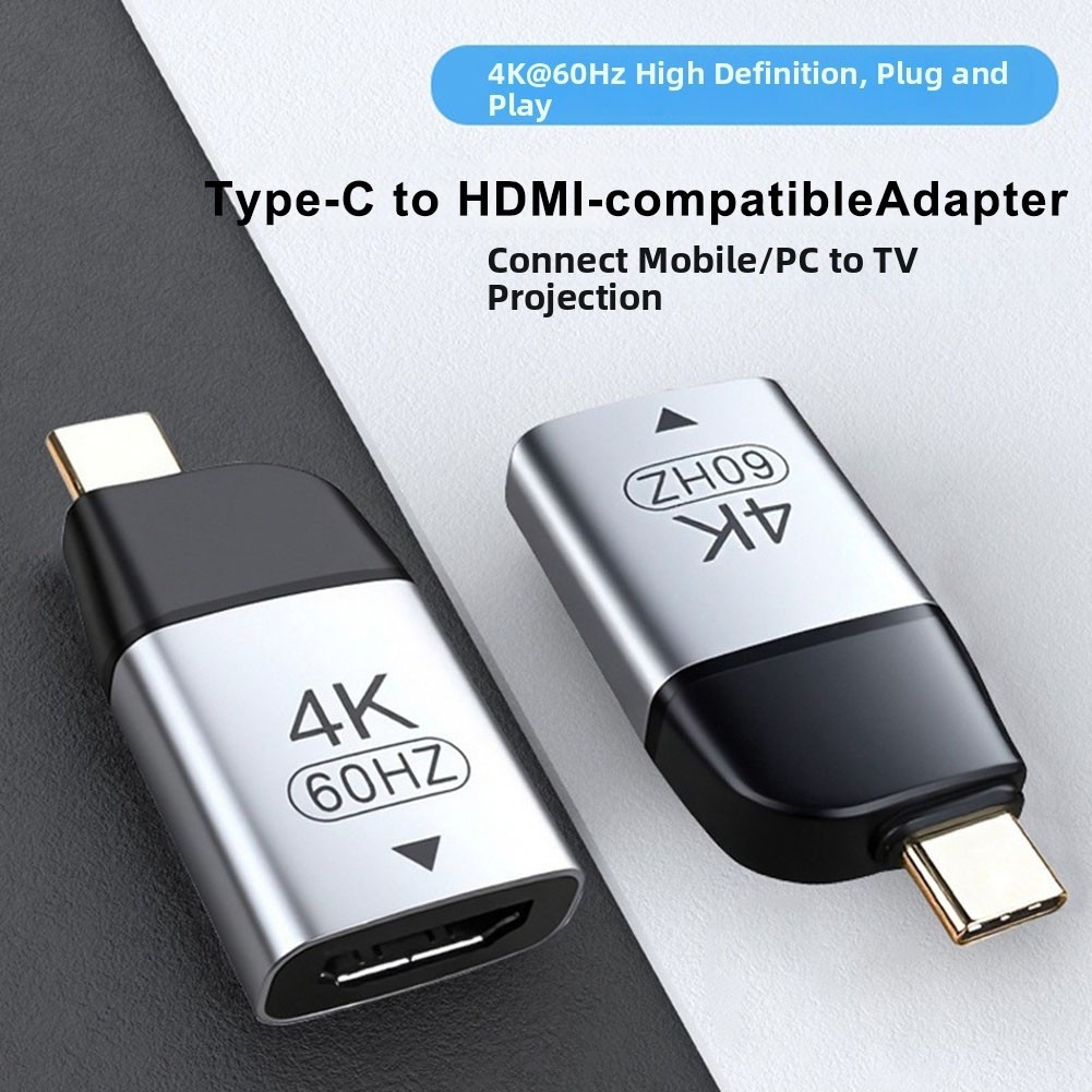 Type-C Adapter 4K@60Hz Silver Aluminum Construction for Laptop Phone Use