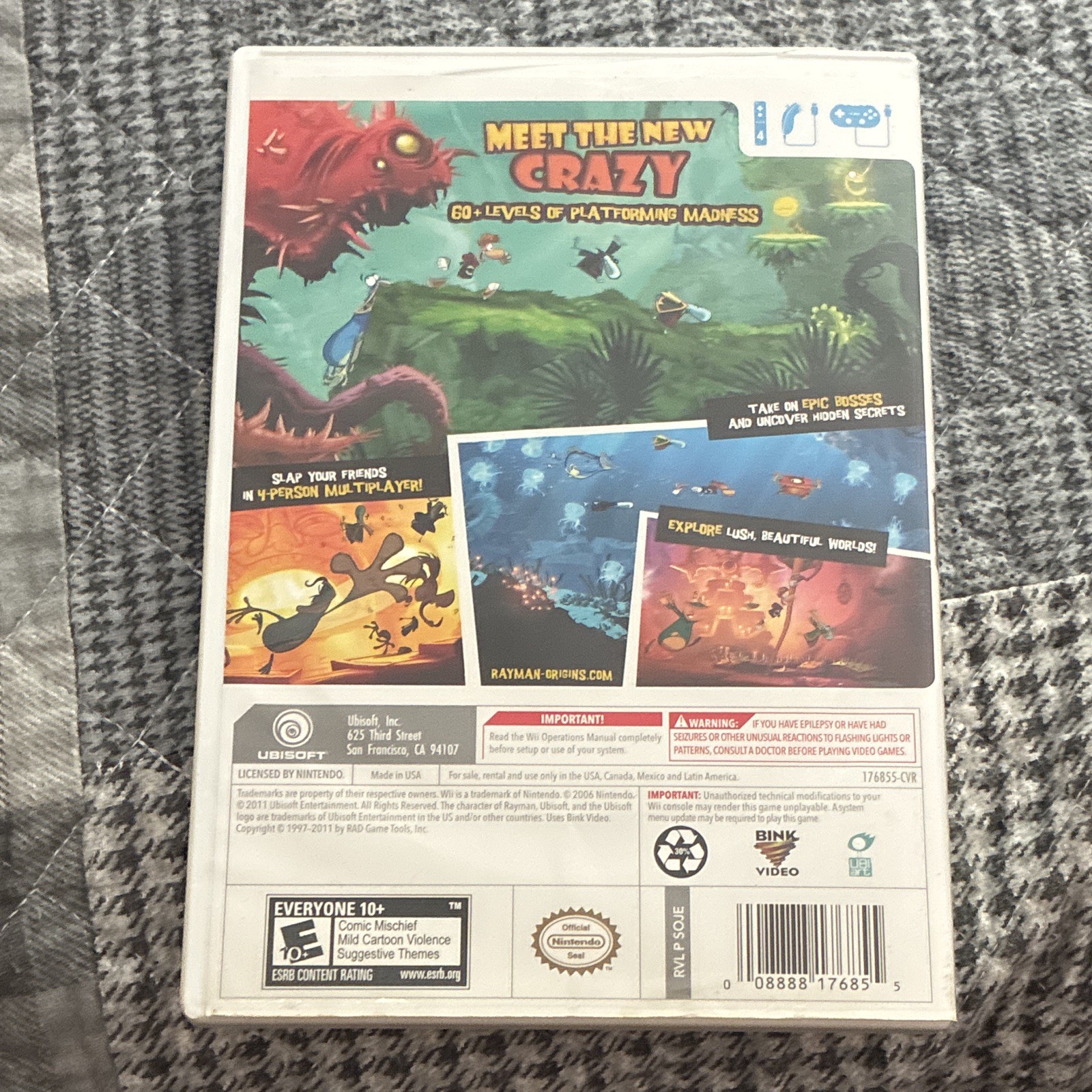 Ubisoft Rayman Origins – Nintendo Wii w/ Case, Multiplayer, E10+ (2011)