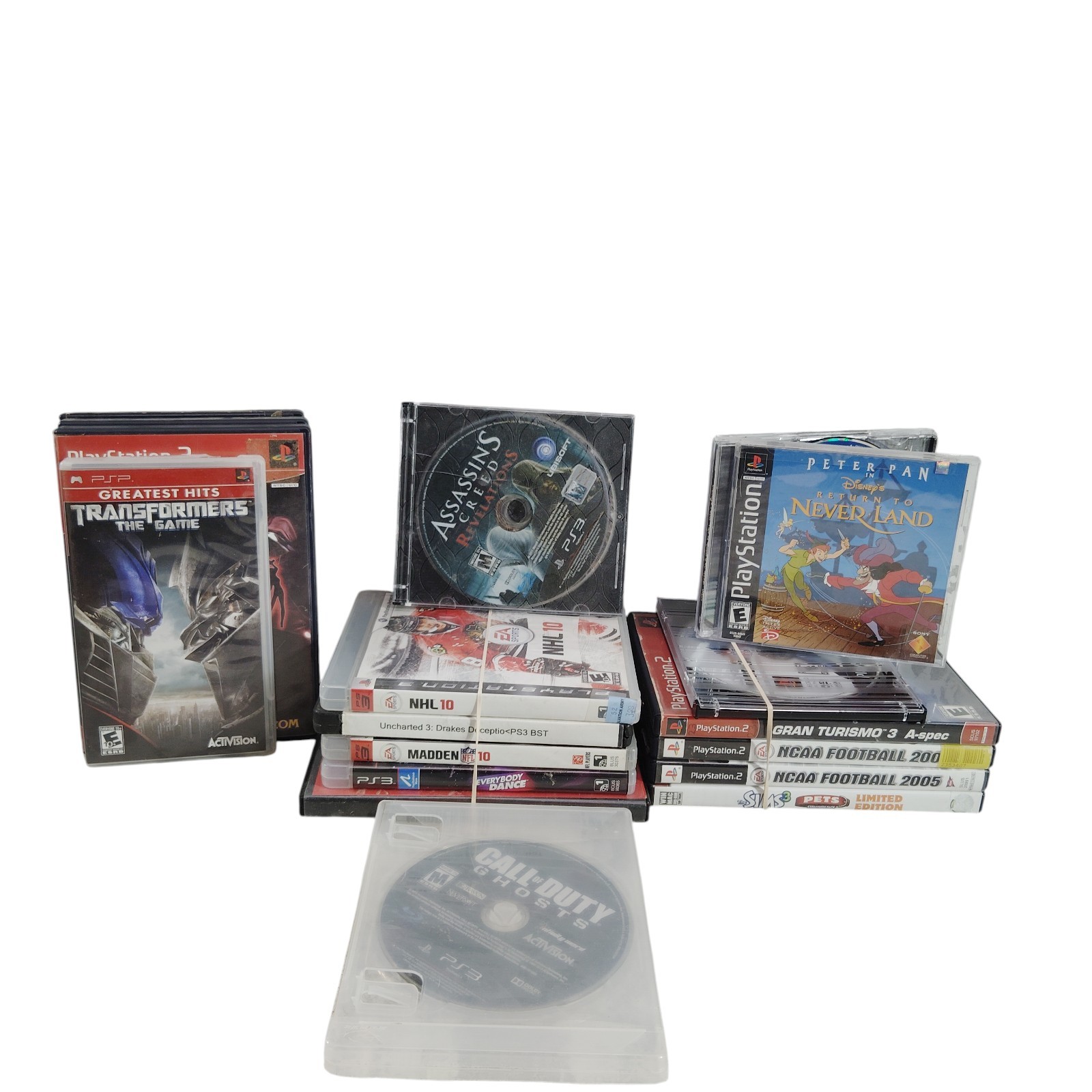Lot of 17 Playstation 1-2-3 Video Games Neverland Madden NCAA Football & Cases