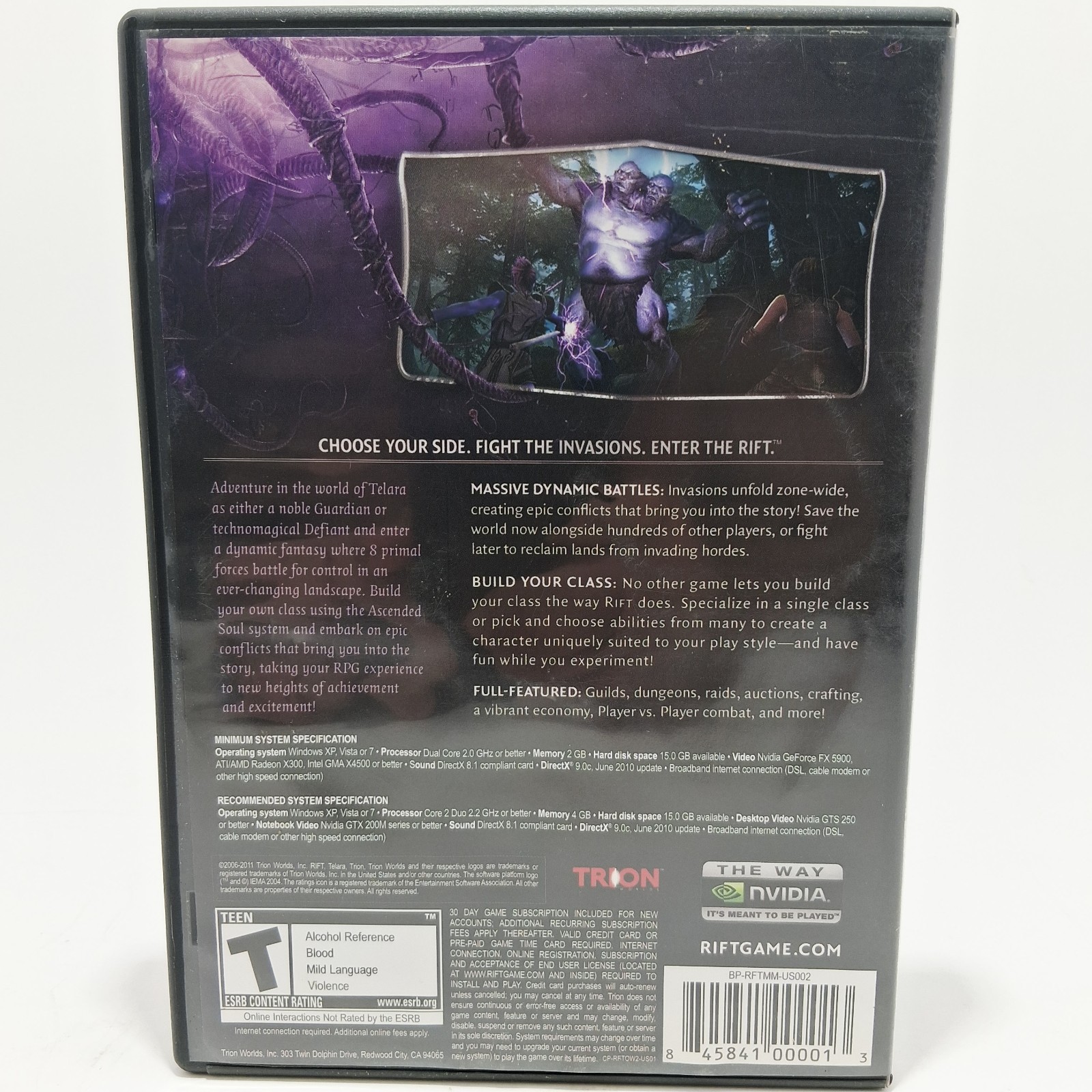 Rift PC DVD-ROM Video Game Trion Worlds 2011 with Manual and Map Poster Tested