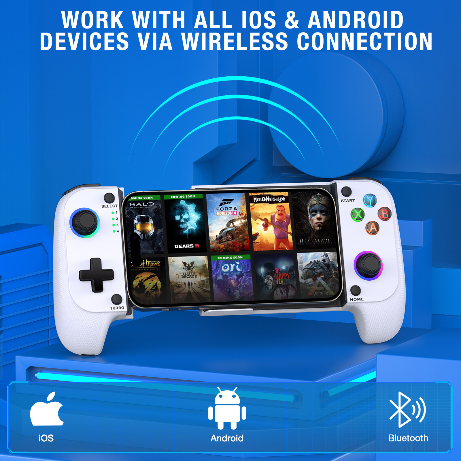 Wireless Phone Controller for iOS,Mobile Gaming Controller for iPhone/Android