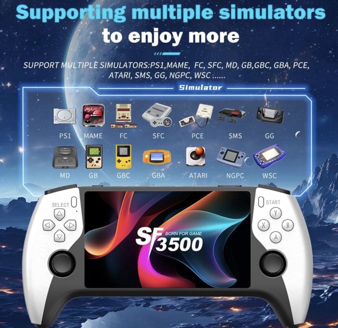 Multifunctional 5 Inch IPS HD Retro Handheld Game Console SF3500 Support Multi-S