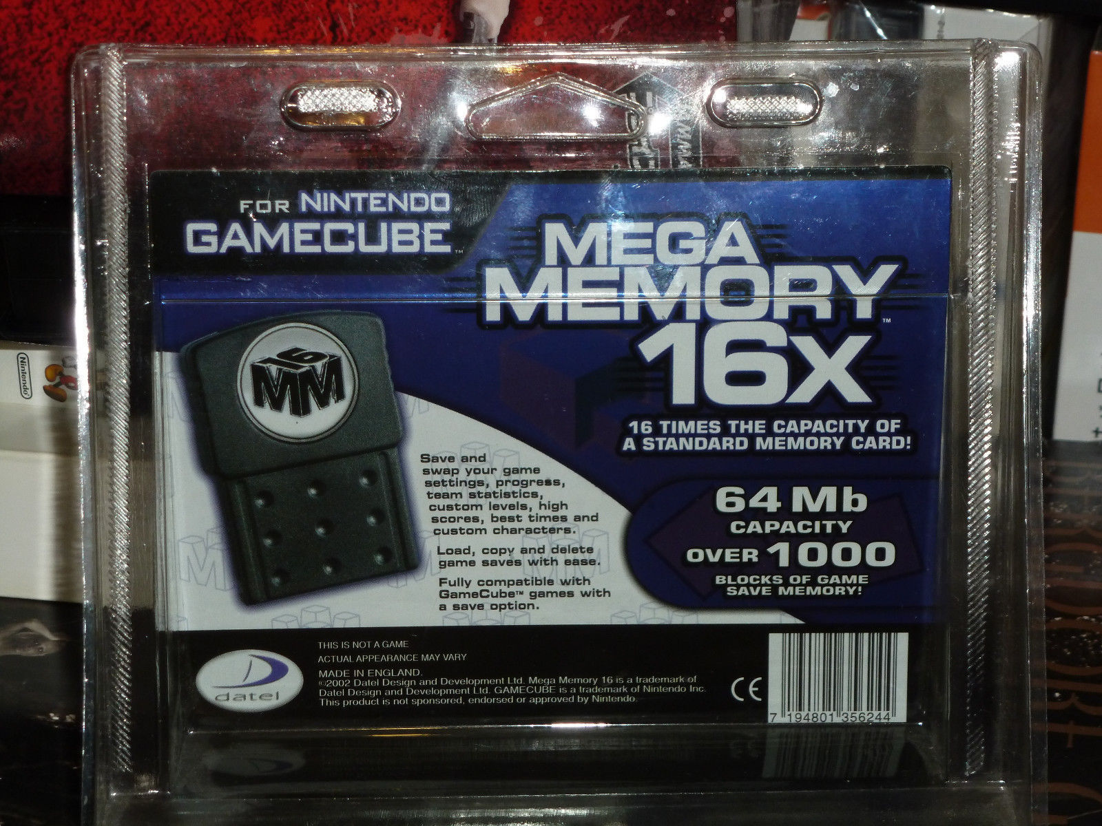 Mega Memory 16X (64Mb) Gamecube Memory Card by Datel Made in England Brand New