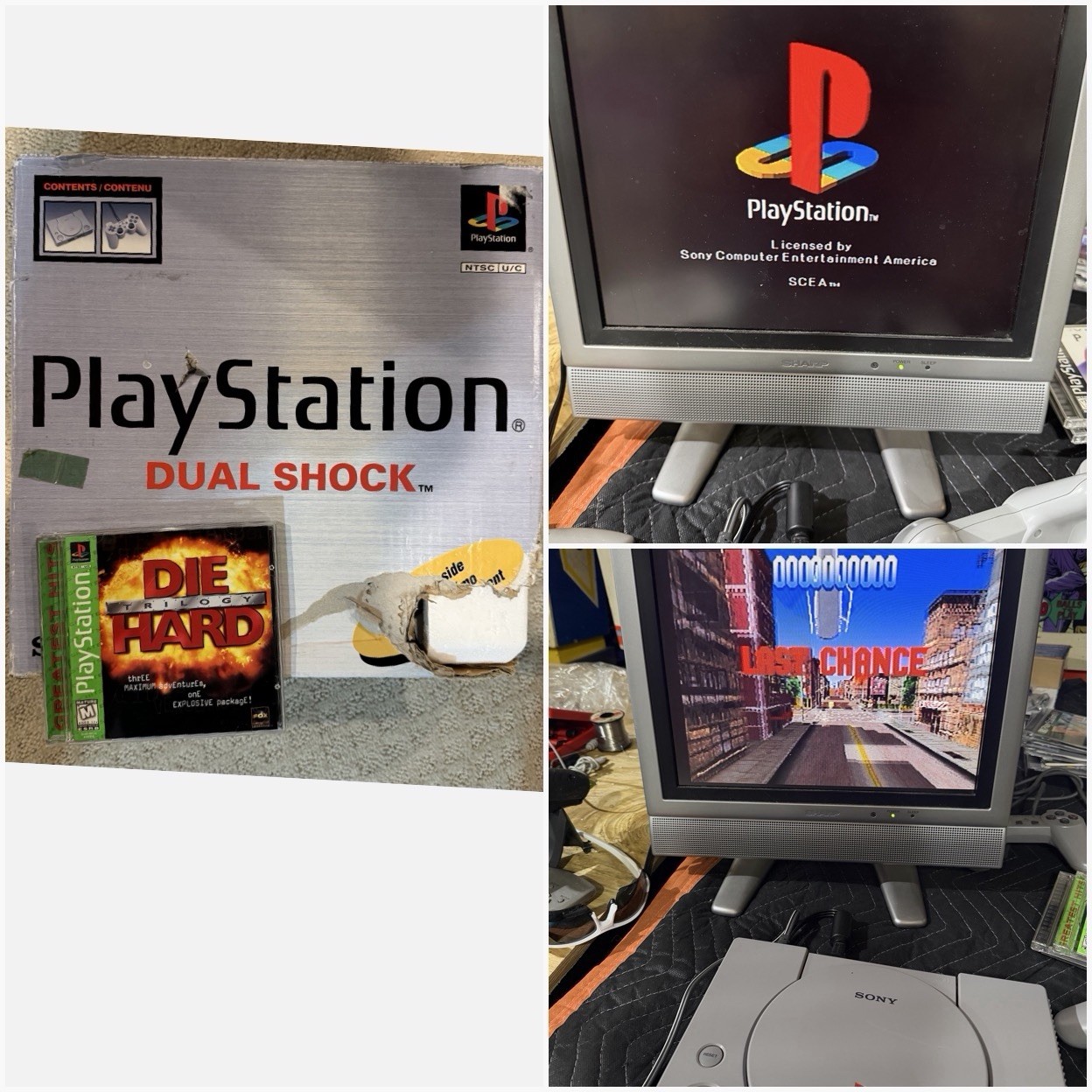 Sony Playstation PS 1 Dualshock Tested Console – With Box & Die Hard Game