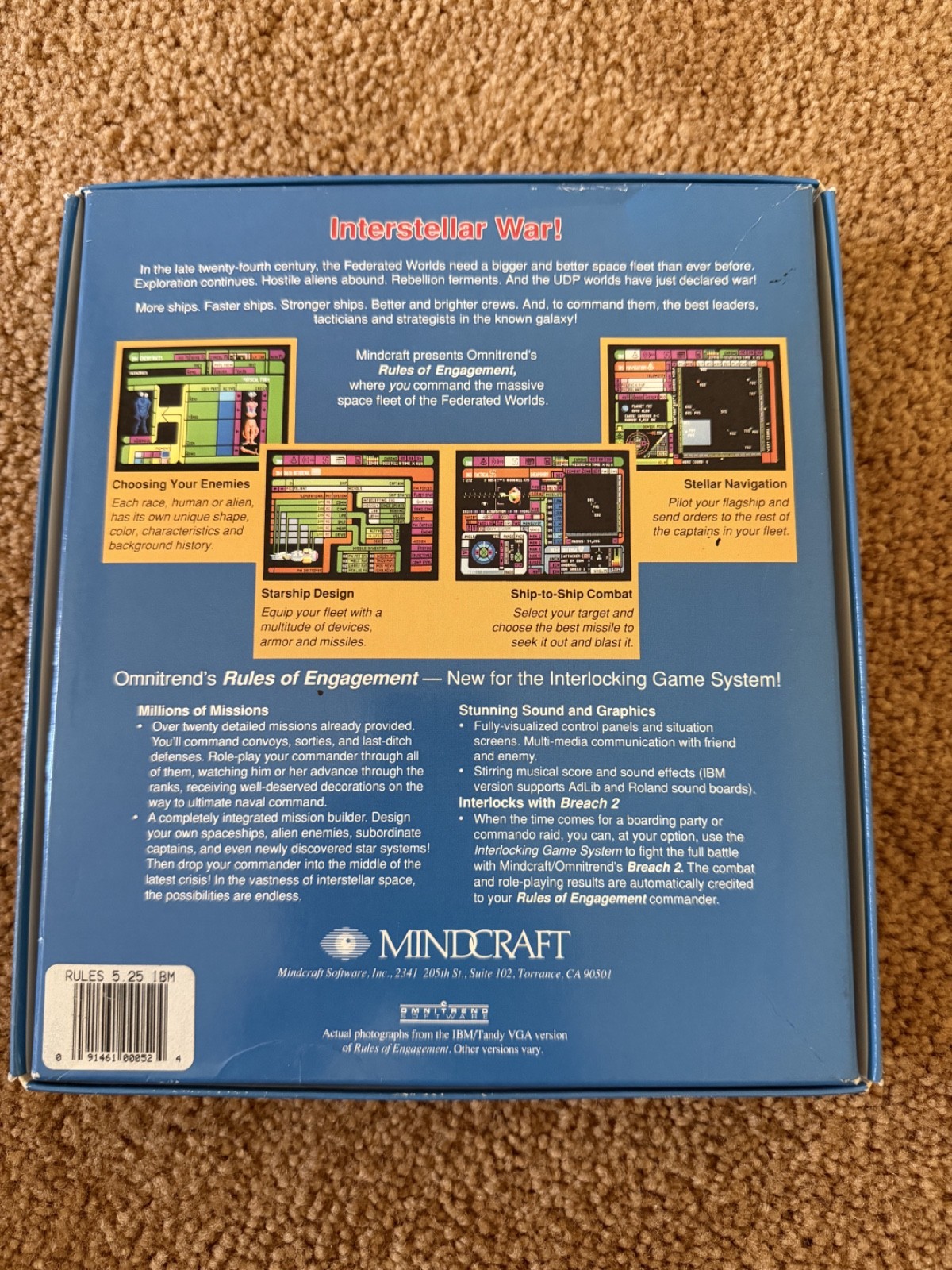 Rules of Engagement IBM/Tandy Big Box Complete 5.25 DOS Mindcraft Vintage PC Gam