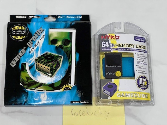 Nyko Nintendo GameCube 64MB Memory Card + Gamer Graffix Skull – NEW SEALED LOT!