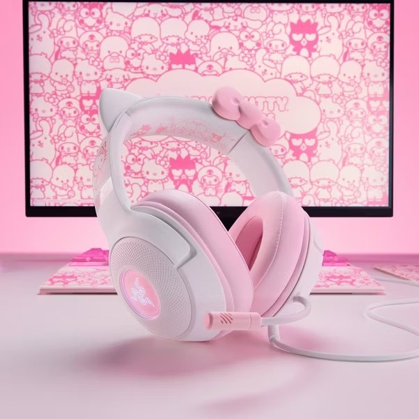 Razer Kraken Kitty V2 Wired USB A Gaming Headset, Hello Kitty Edition