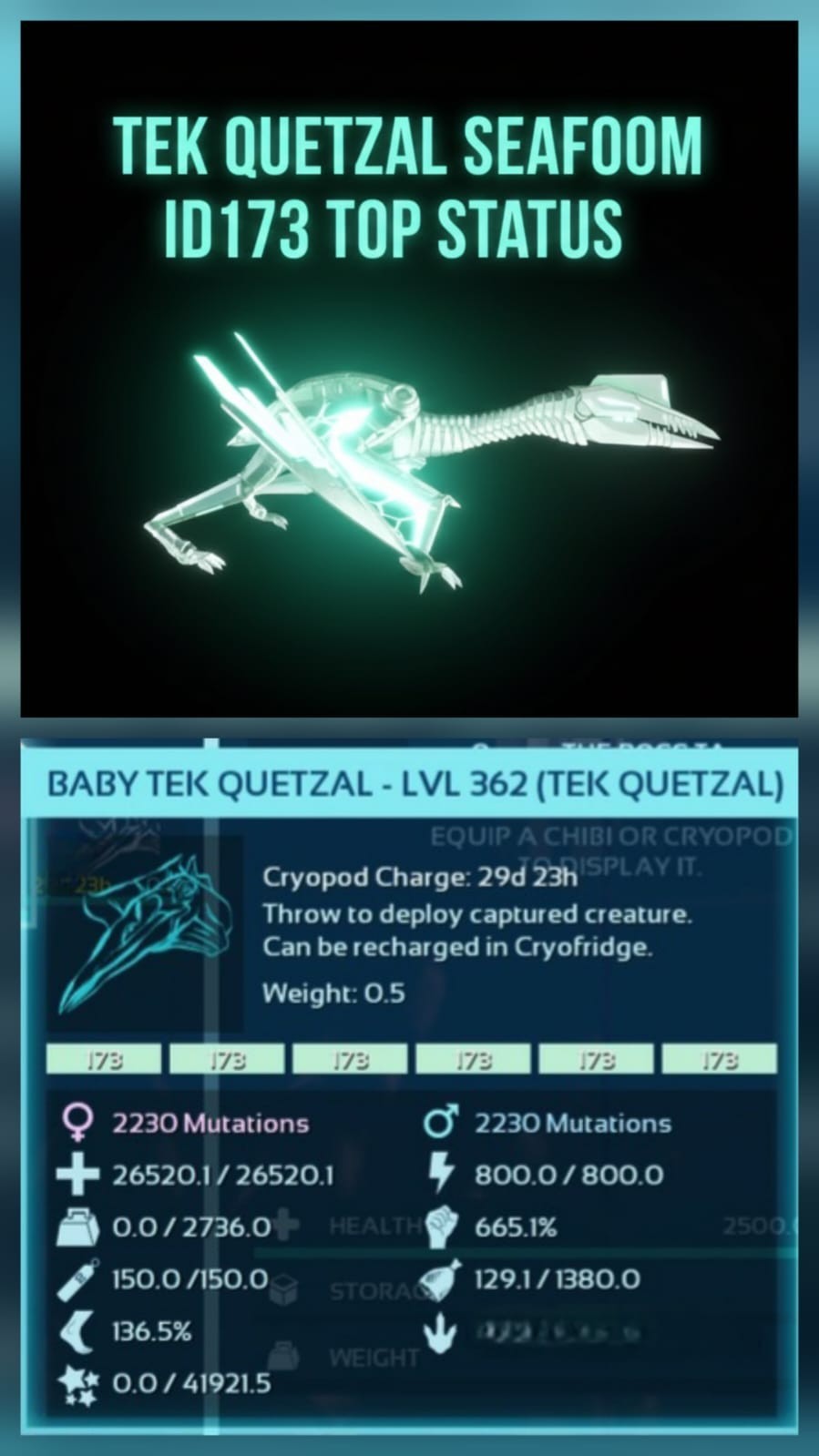 Tek Quetzal Top Status Eggs Ark Ascended Pve Official-Asa-color-dino PC/XBOX/PS5