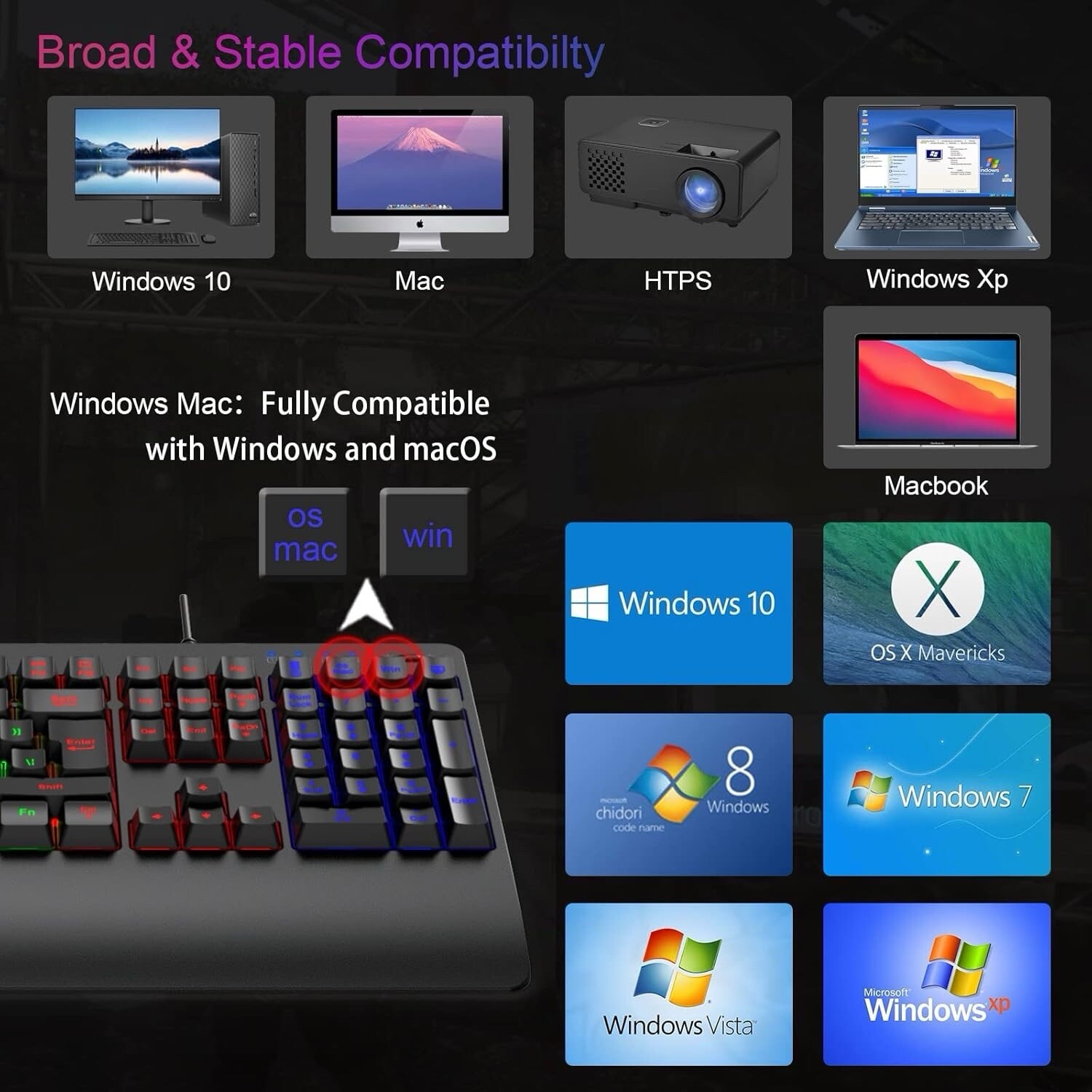 Gaming Keyboard and Mouse for Mac PC PS5 PS4 Xbox One Gamers RGB Backlit LED BK