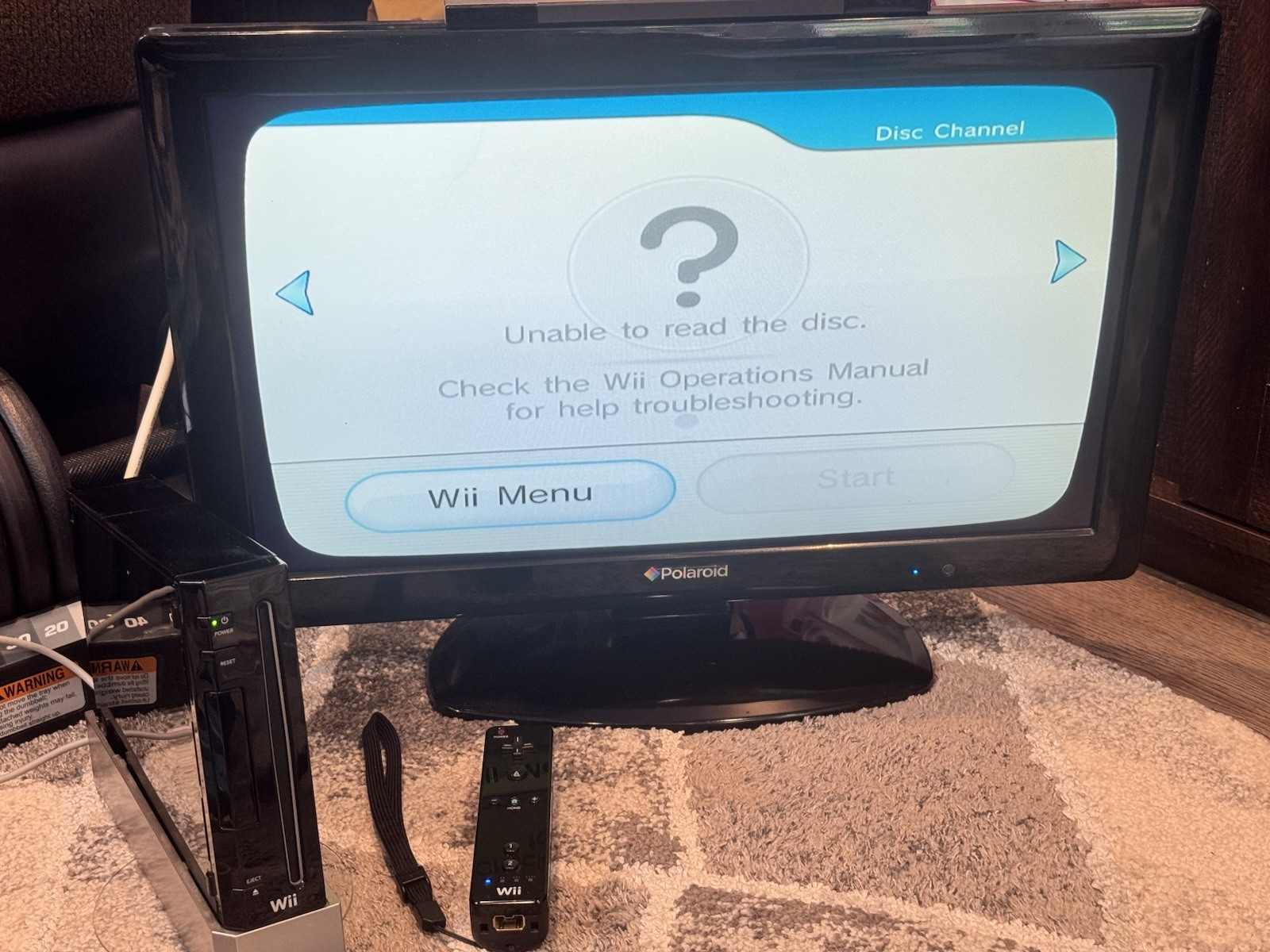 Nintendo Wii Console ONLY RVL-001 Black For PARTS OR REPAIR Needs Disc Drive