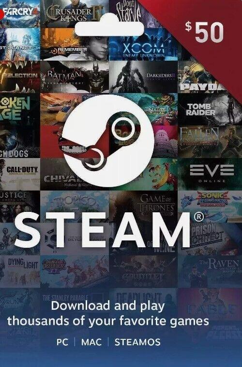 Steam Gift Card Pc Prepaid Giftcard Game Card Game Gift Card $50 gift