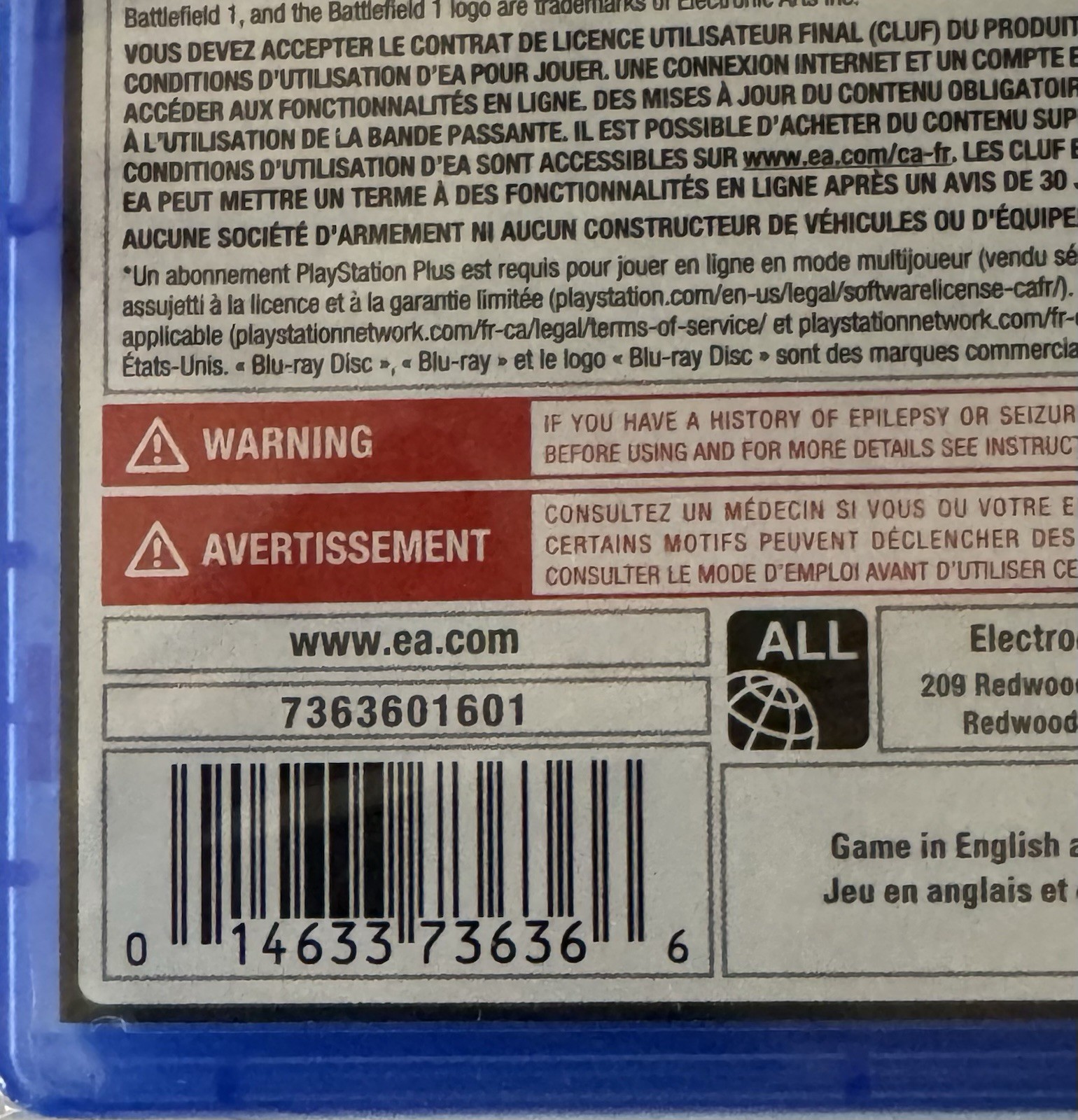 New Sealed Battlefield 1 (Sony PlayStation 4 PS4, 2016)