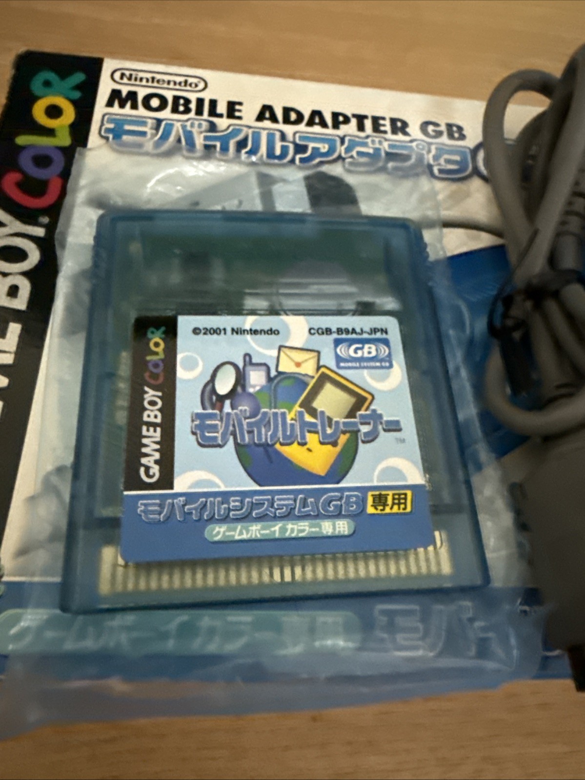Nintendo Mobile Adapter GB AGB-005 Blue Cable Pokemon Crystal GBC Japan CIB
