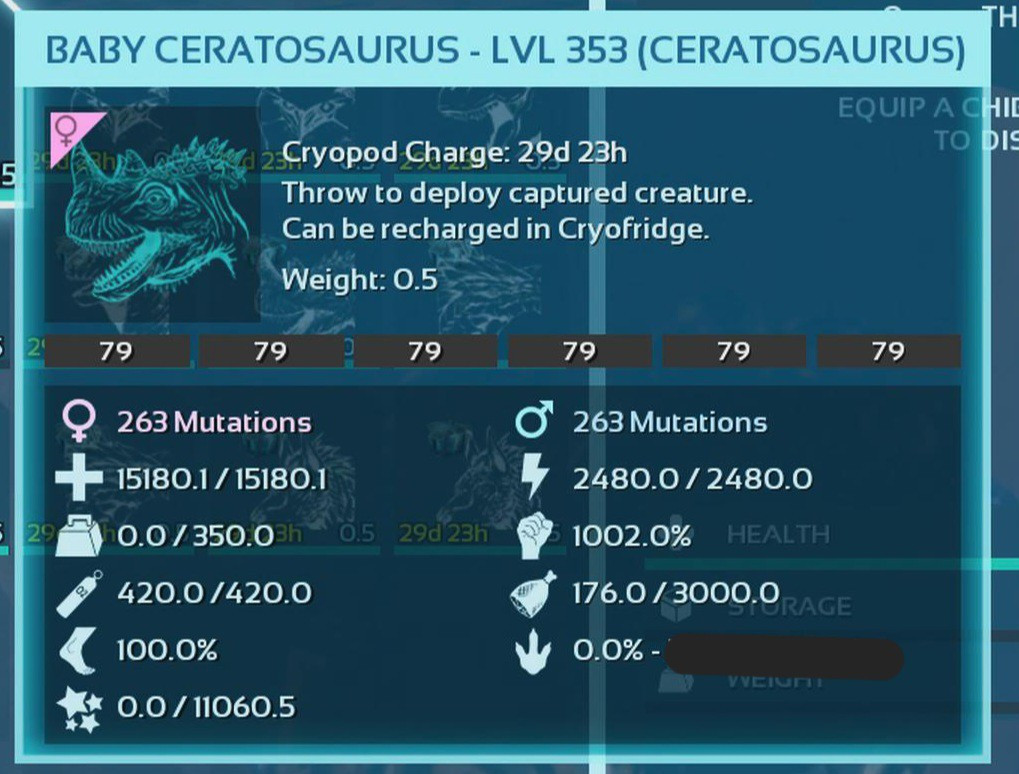ARK ASCENDED PVE OFFICIAL PAIR BABY CERATO BLACK ID79 NEW TOP STATUS PC/XBOX/PS5