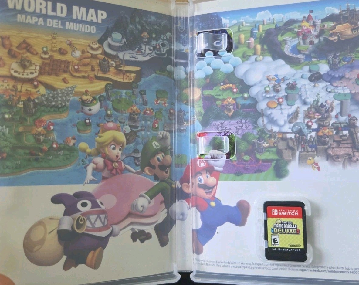 Nintendo Switch V2 32GB w/Box w/ Mario Bros U Deluxe & Controller WORKS/READ